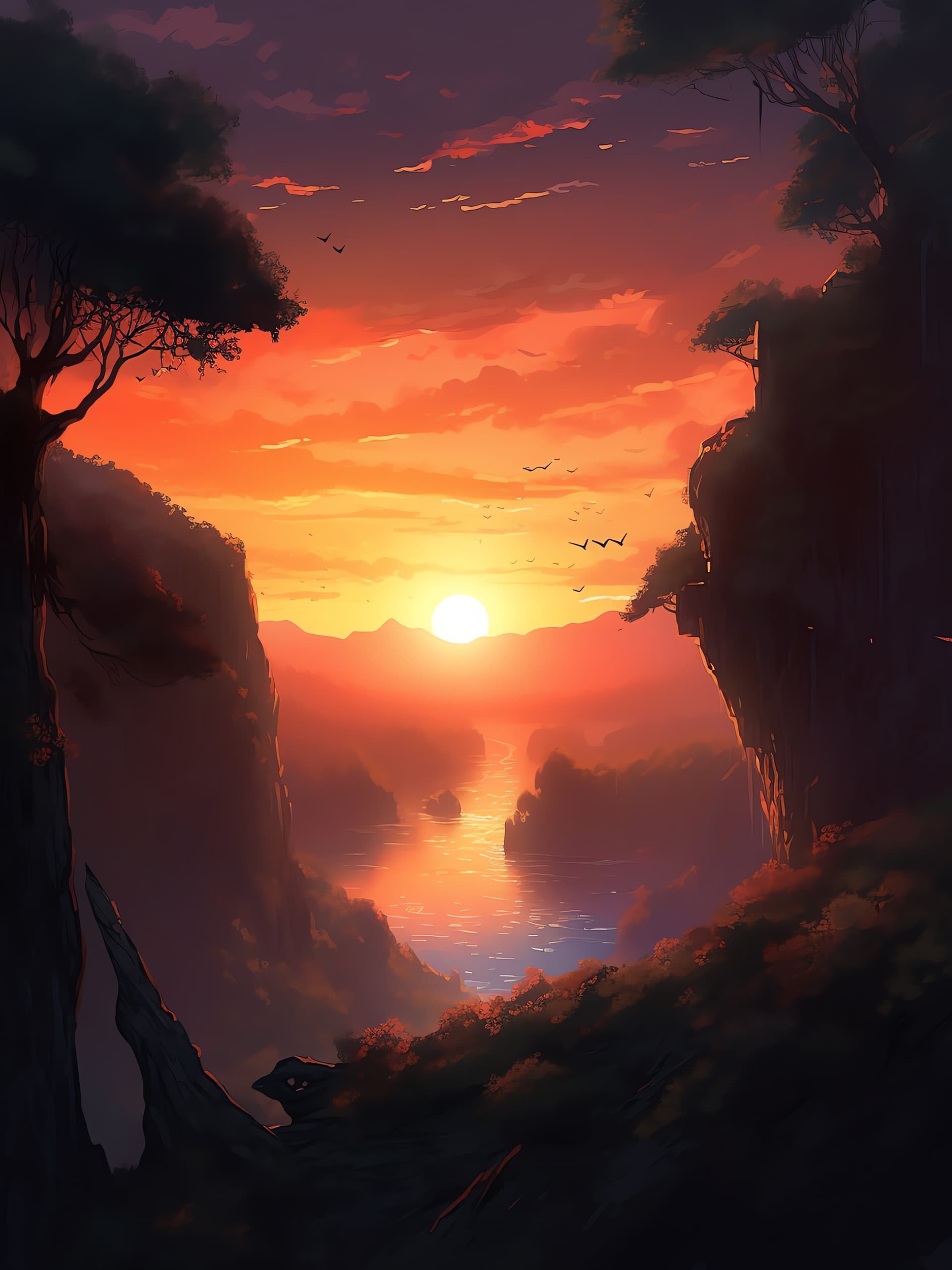 Sunset Canyon View - free phone wallpaper