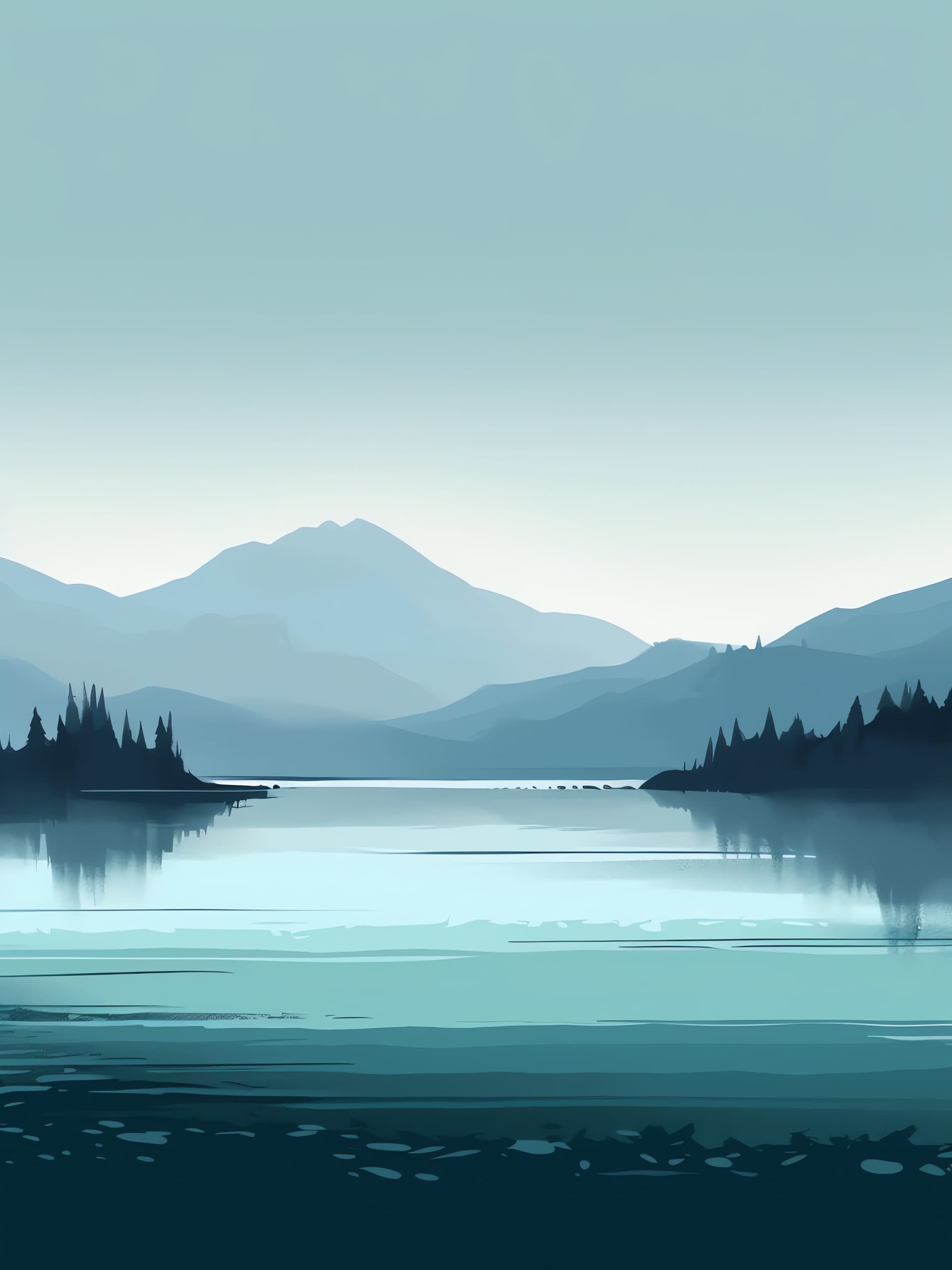Misty Lake - free phone wallpaper
