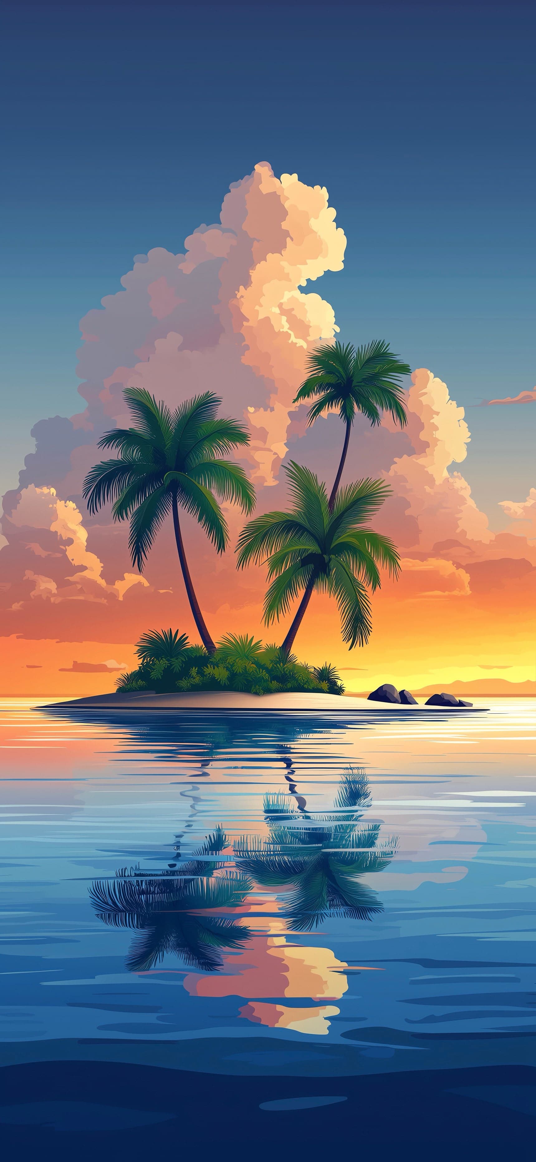 Palm tree island 1 - free phone wallpaper