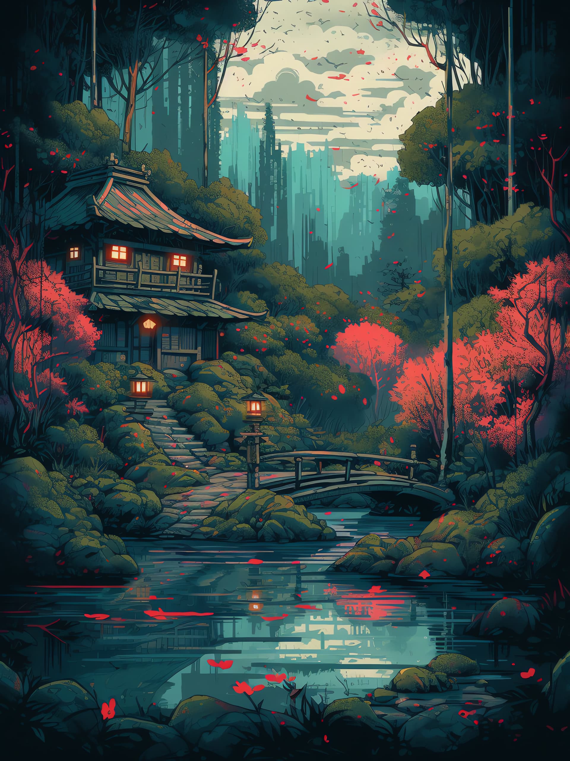 Tranquil Japanese Garden - free phone wallpaper