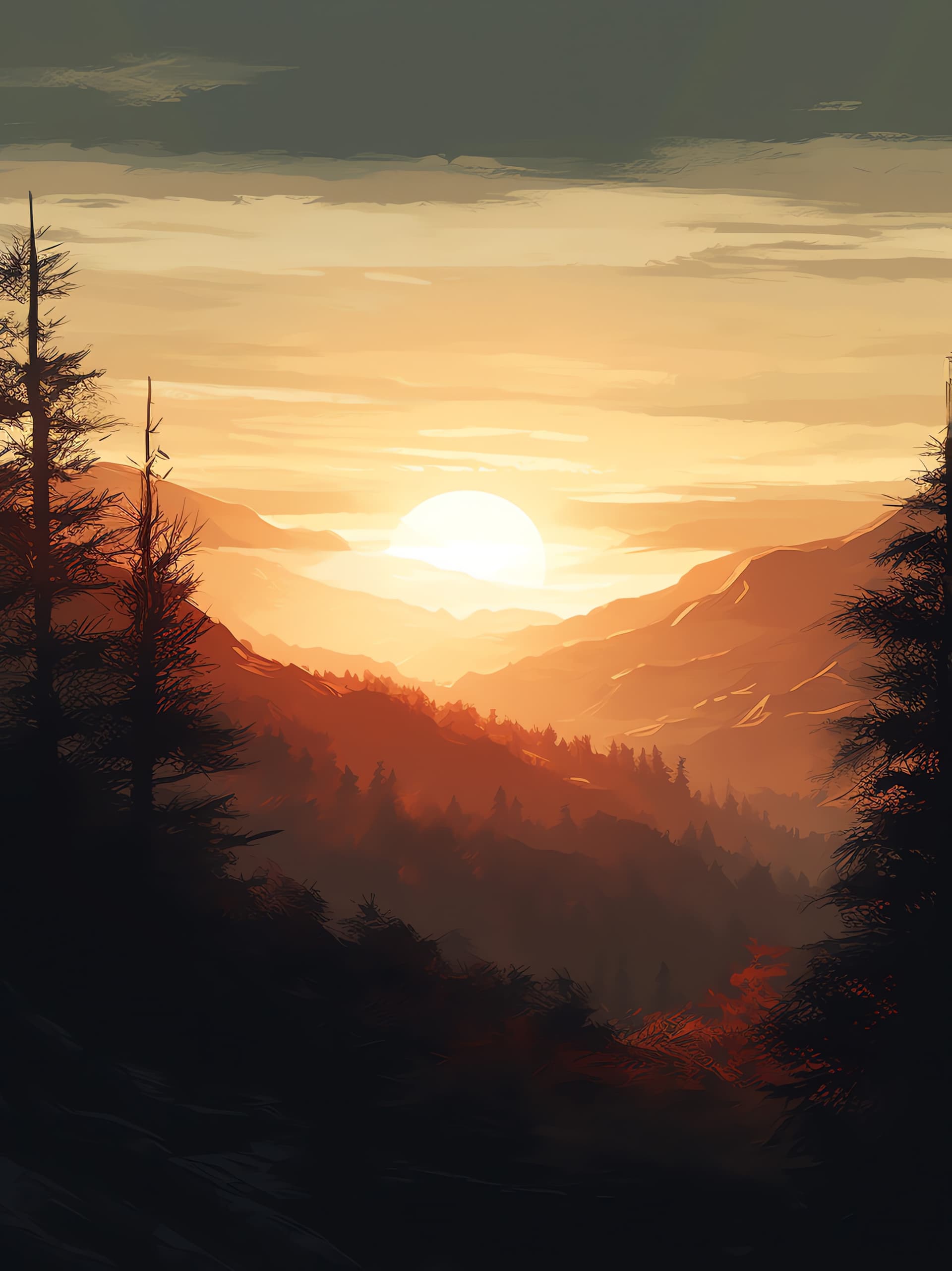 Mountain Sunset Vista - free phone wallpaper