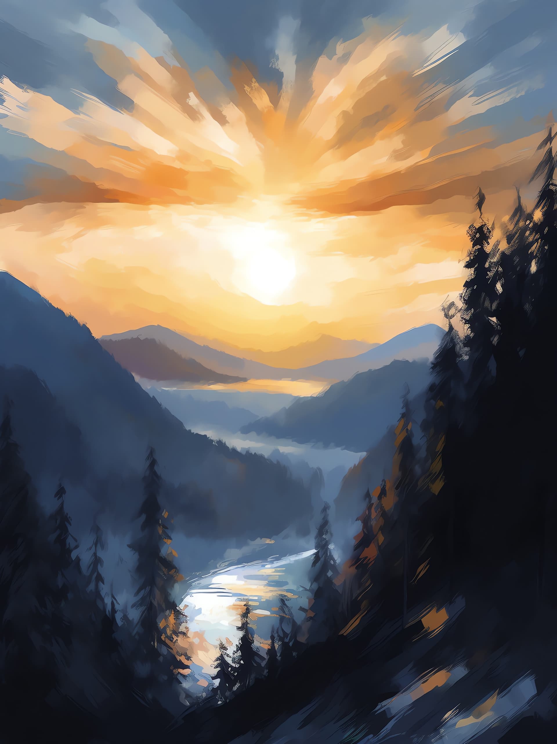 Mountain Sunset - free phone wallpaper