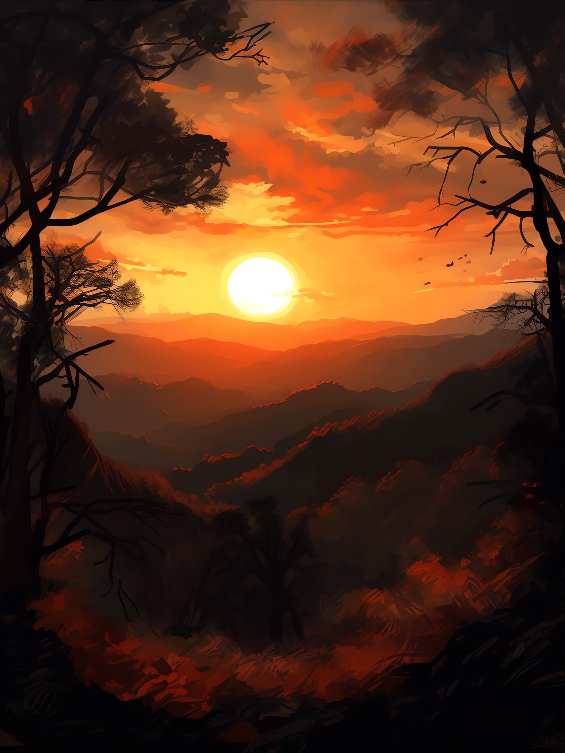 Golden Mountain Sunset - free phone wallpaper
