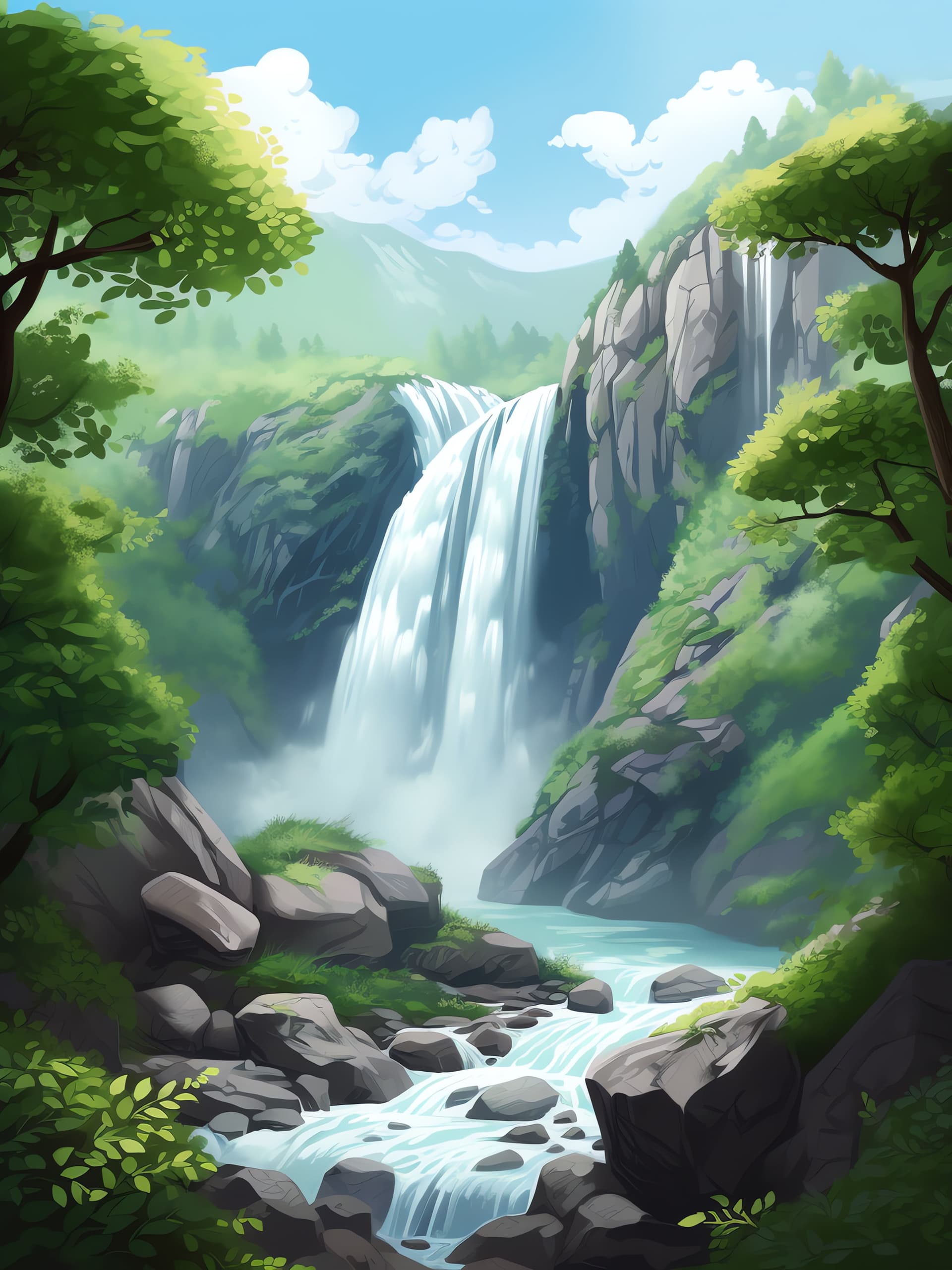 Waterfall Scenery - free phone wallpaper