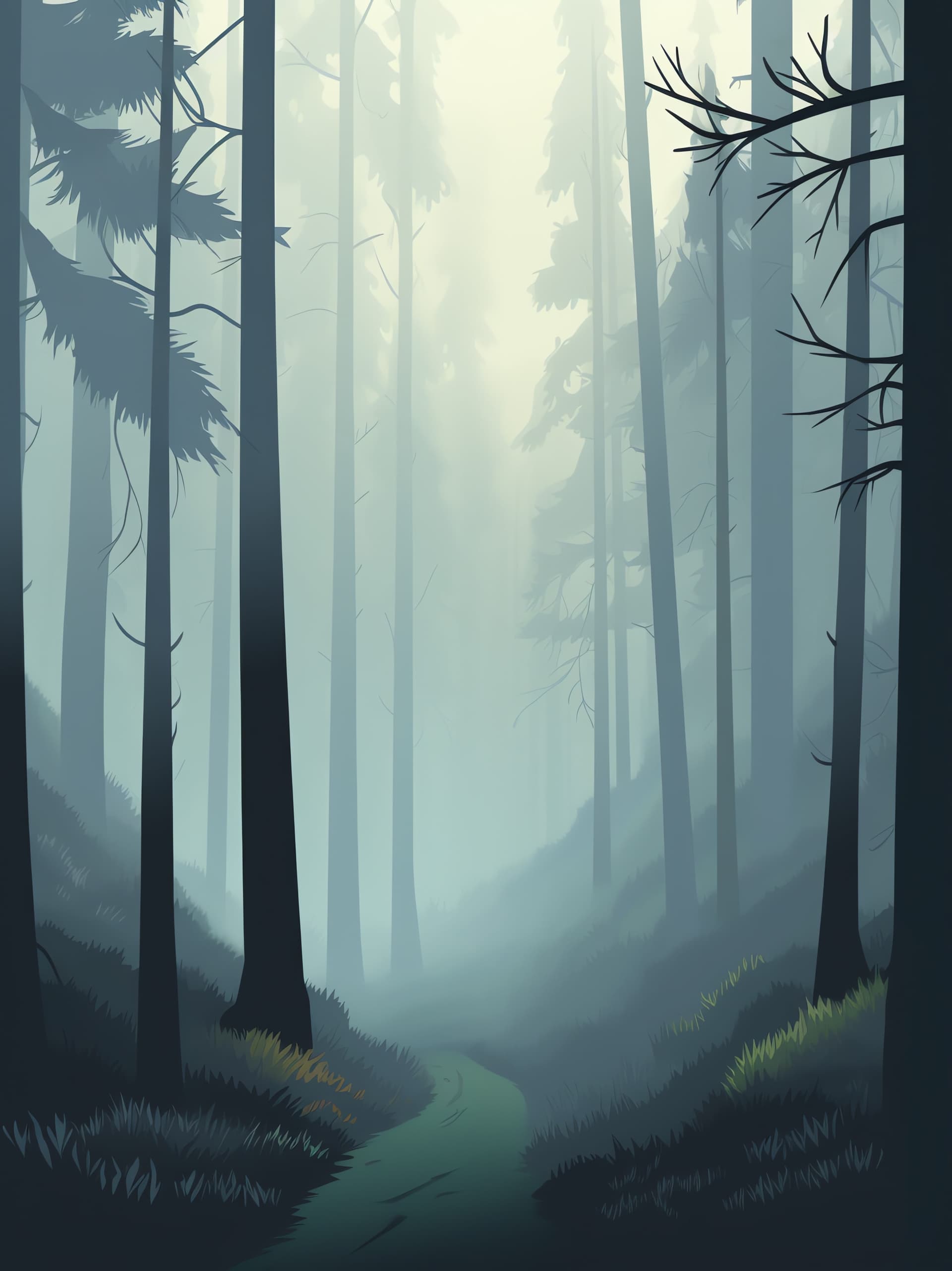 Misty Forest Path - free phone wallpaper