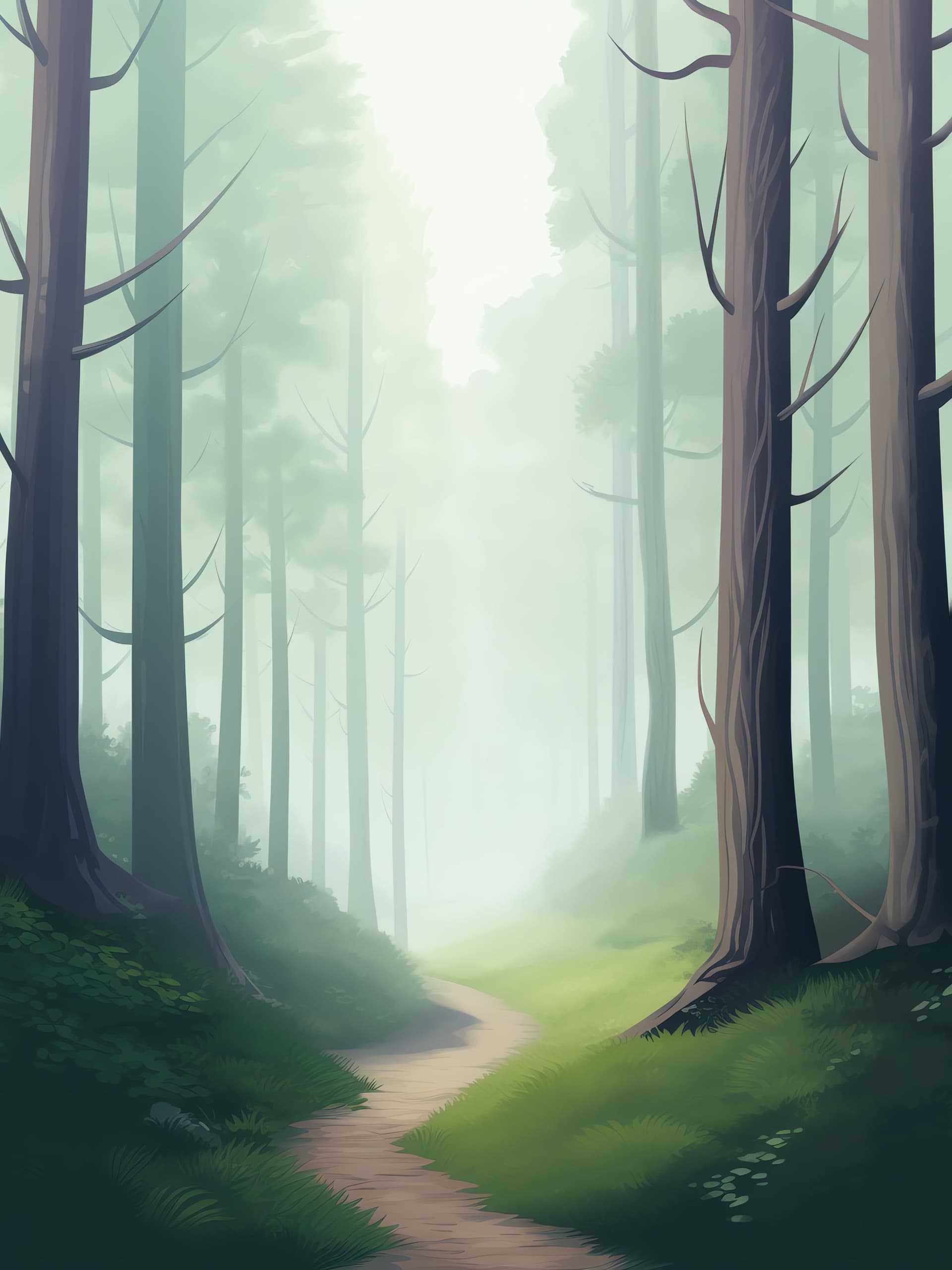 Misty Forest Path - free phone wallpaper