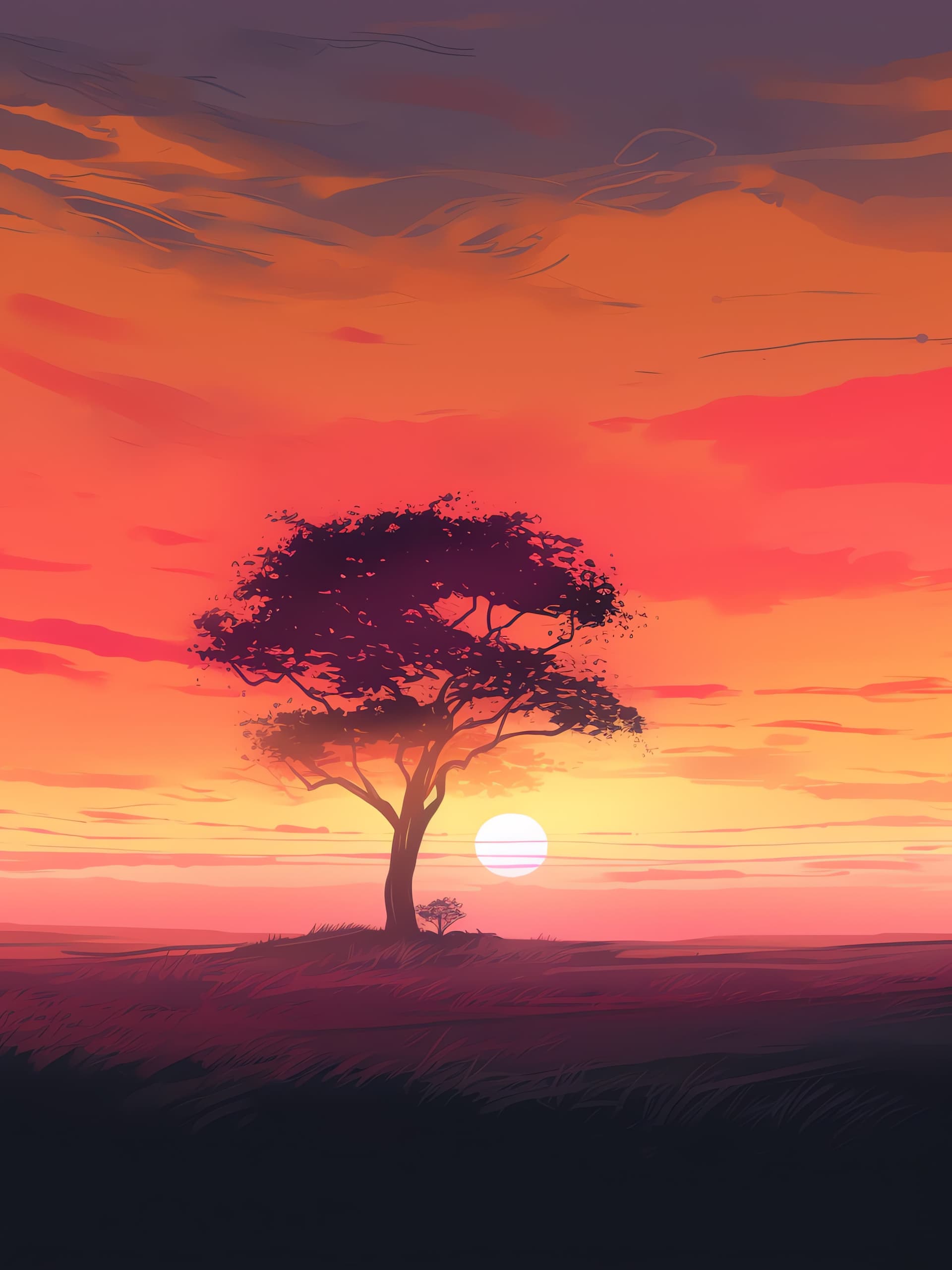Sunset Silhouette - free phone wallpaper