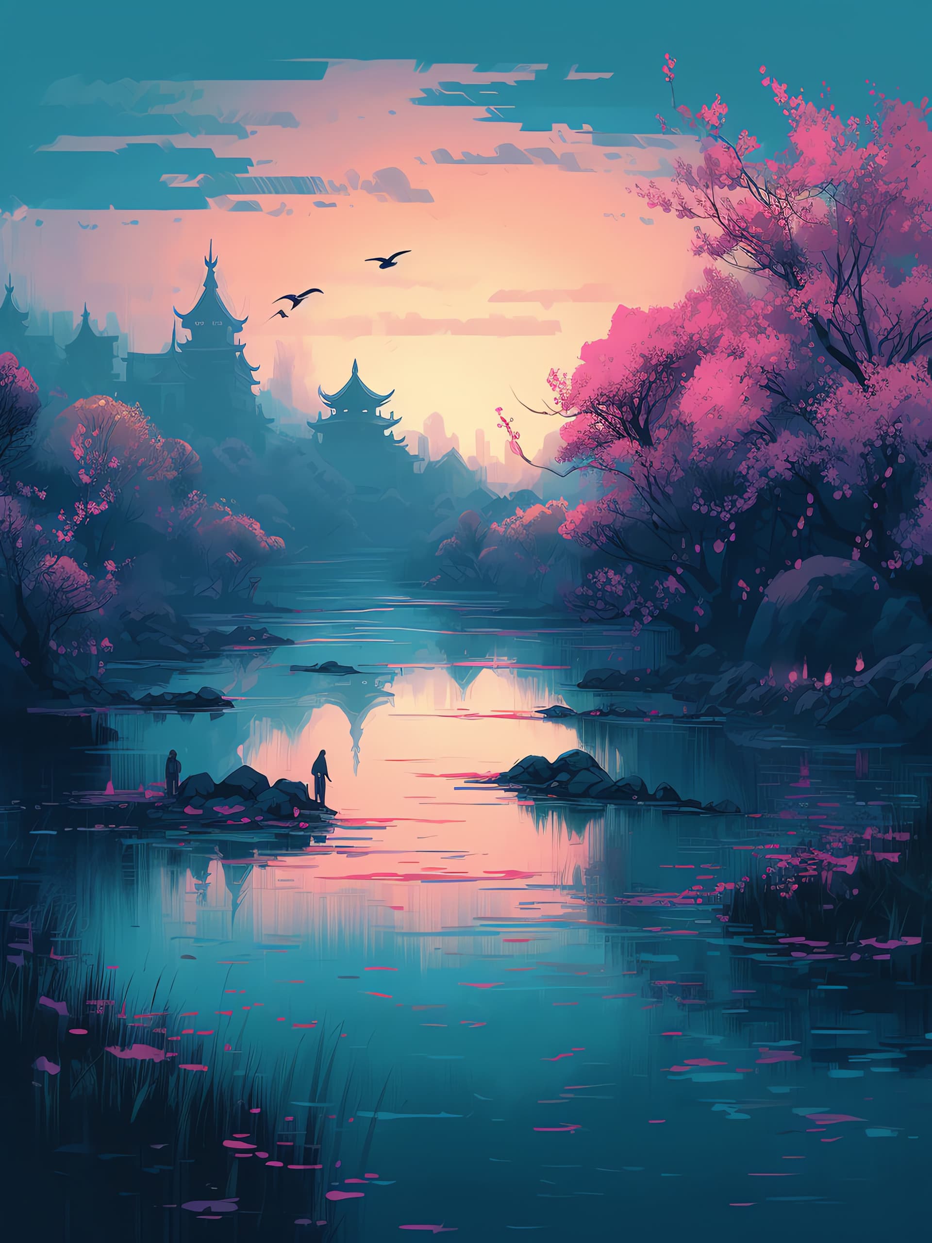 Tranquil Asian Vista - free phone wallpaper