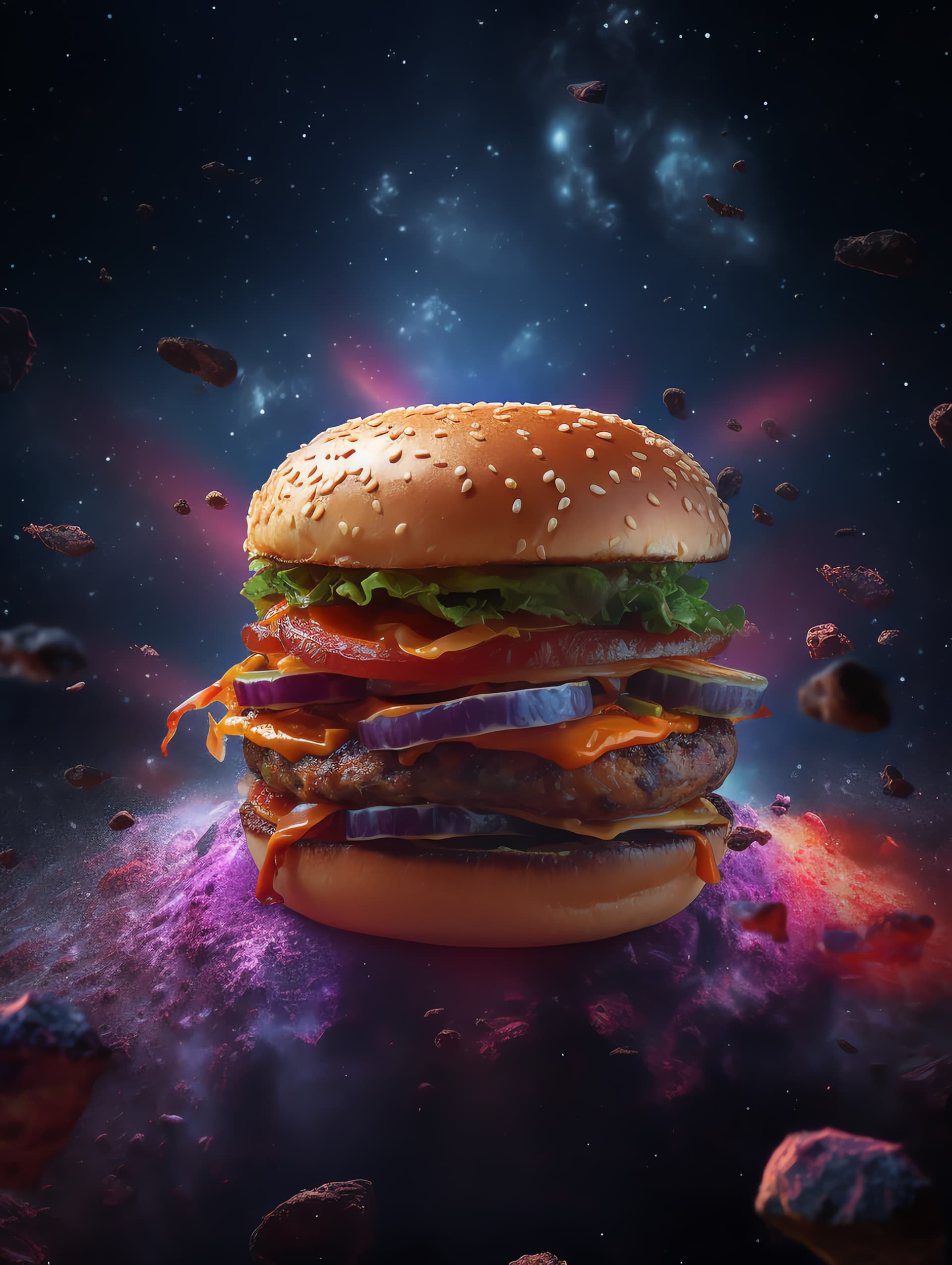 Cosmic Burger Delight - free phone wallpaper
