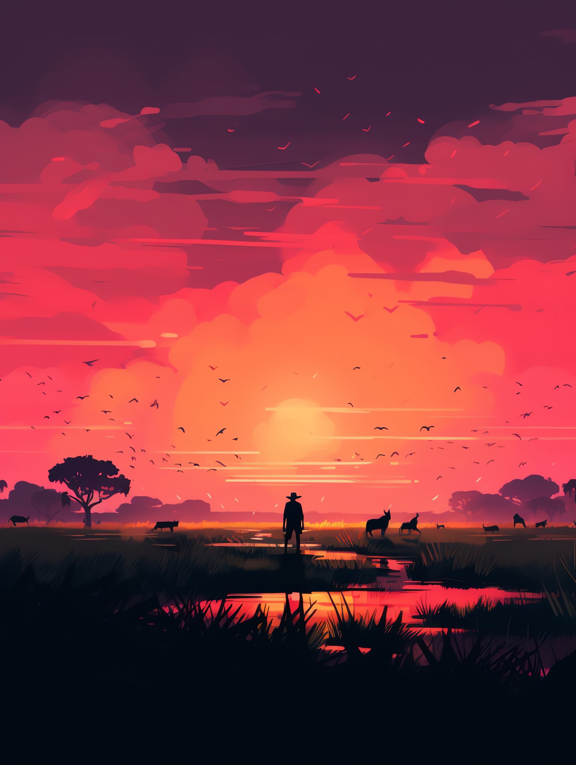 Sunset Silhouette Serenity - free phone wallpaper