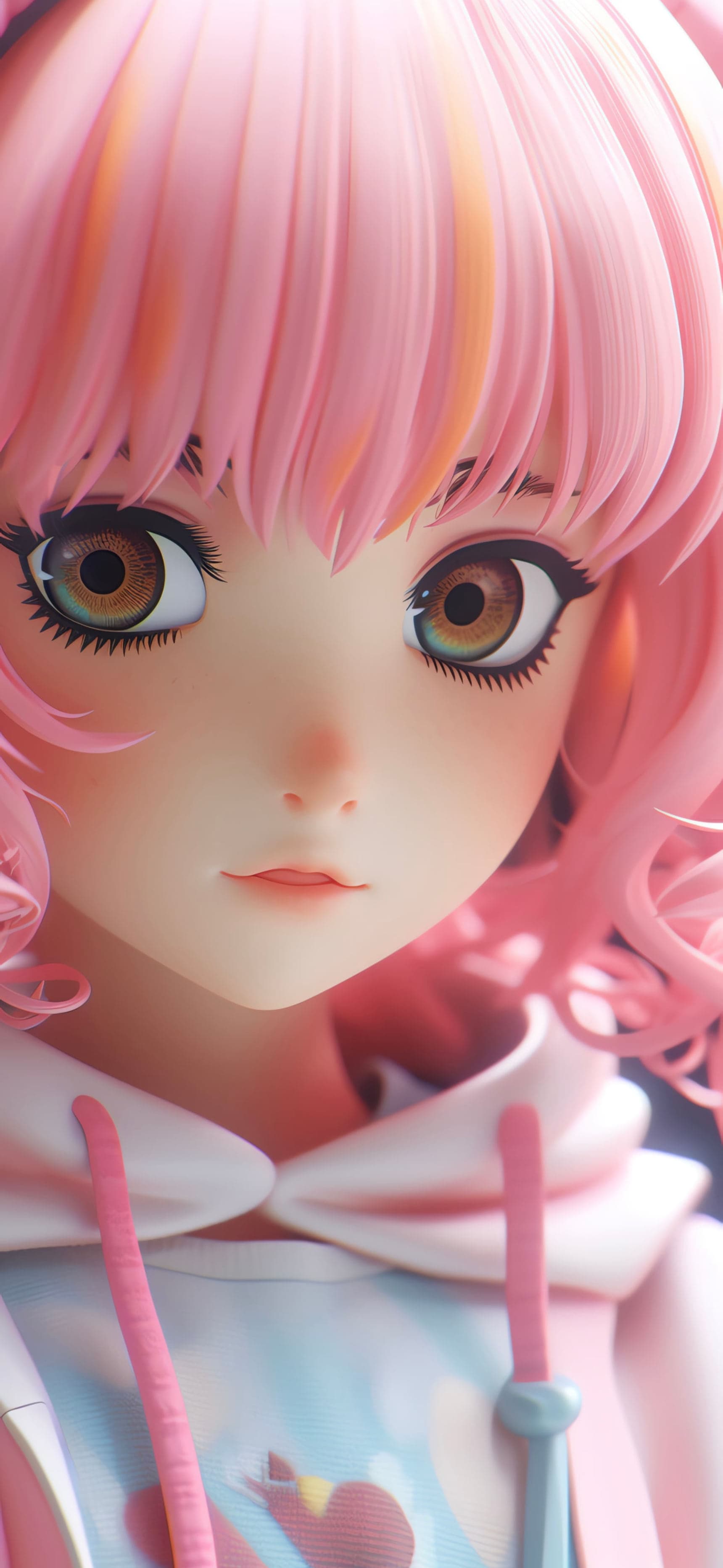 Anime Pink Portrait - free phone wallpaper