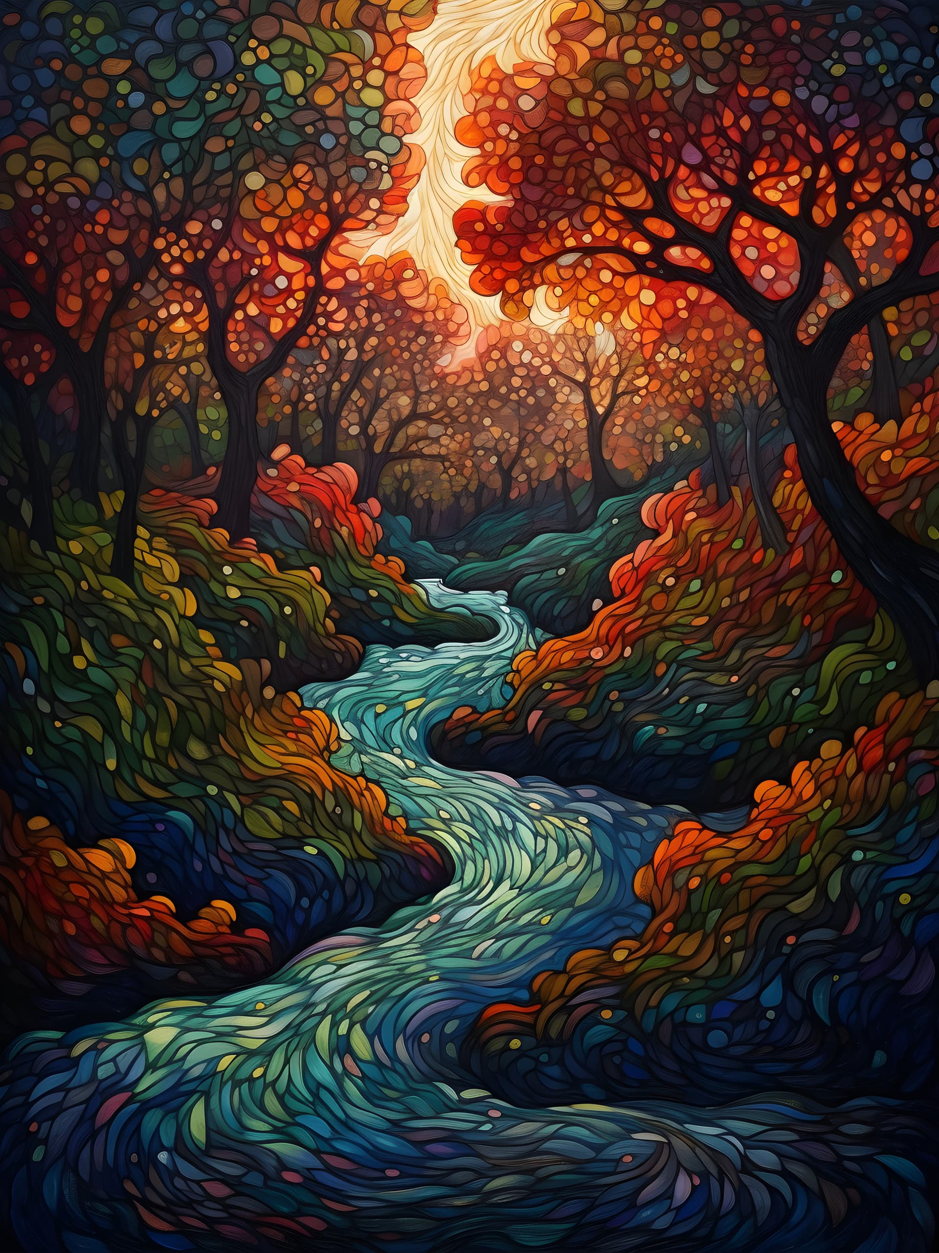 Autumn River Flow - free phone wallpaper