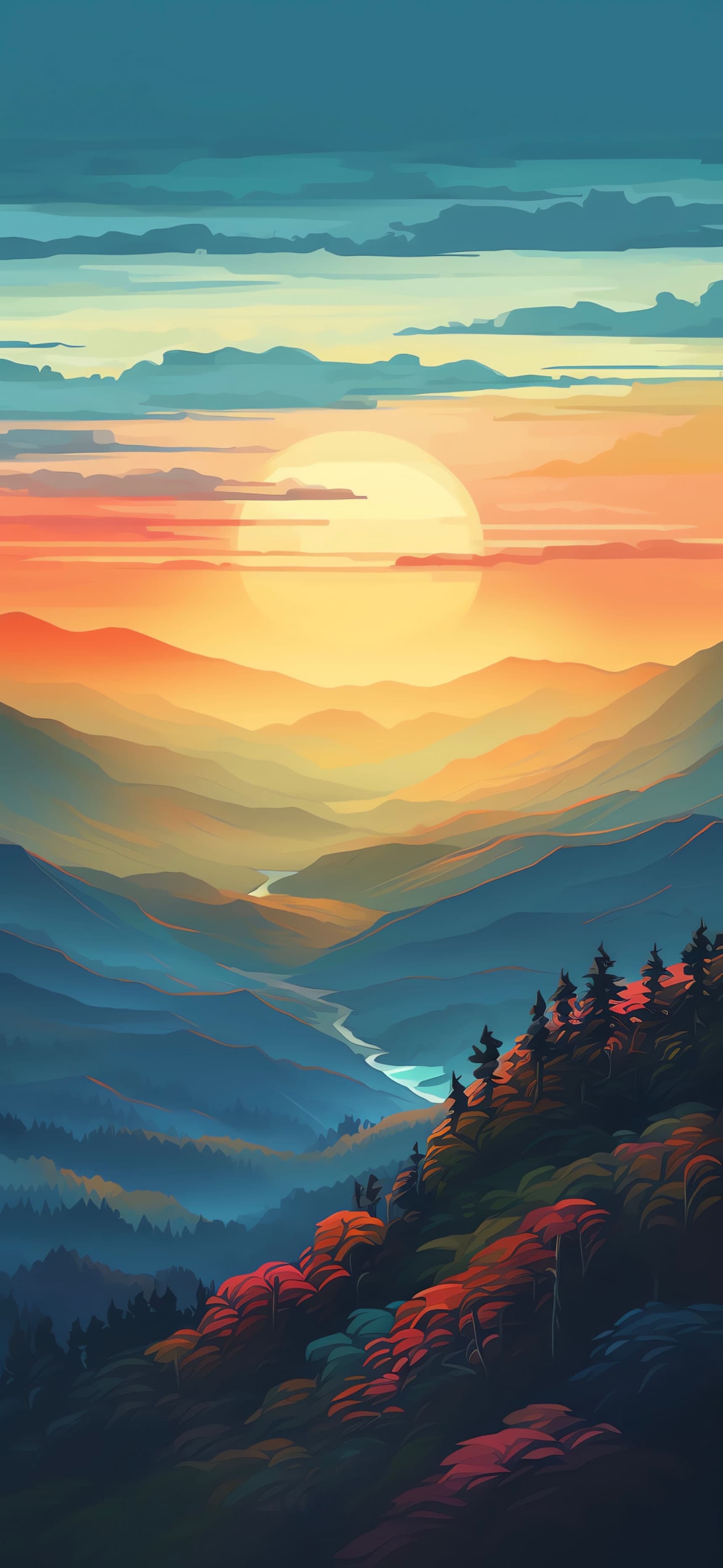Golden Valley Sunset - free phone wallpaper