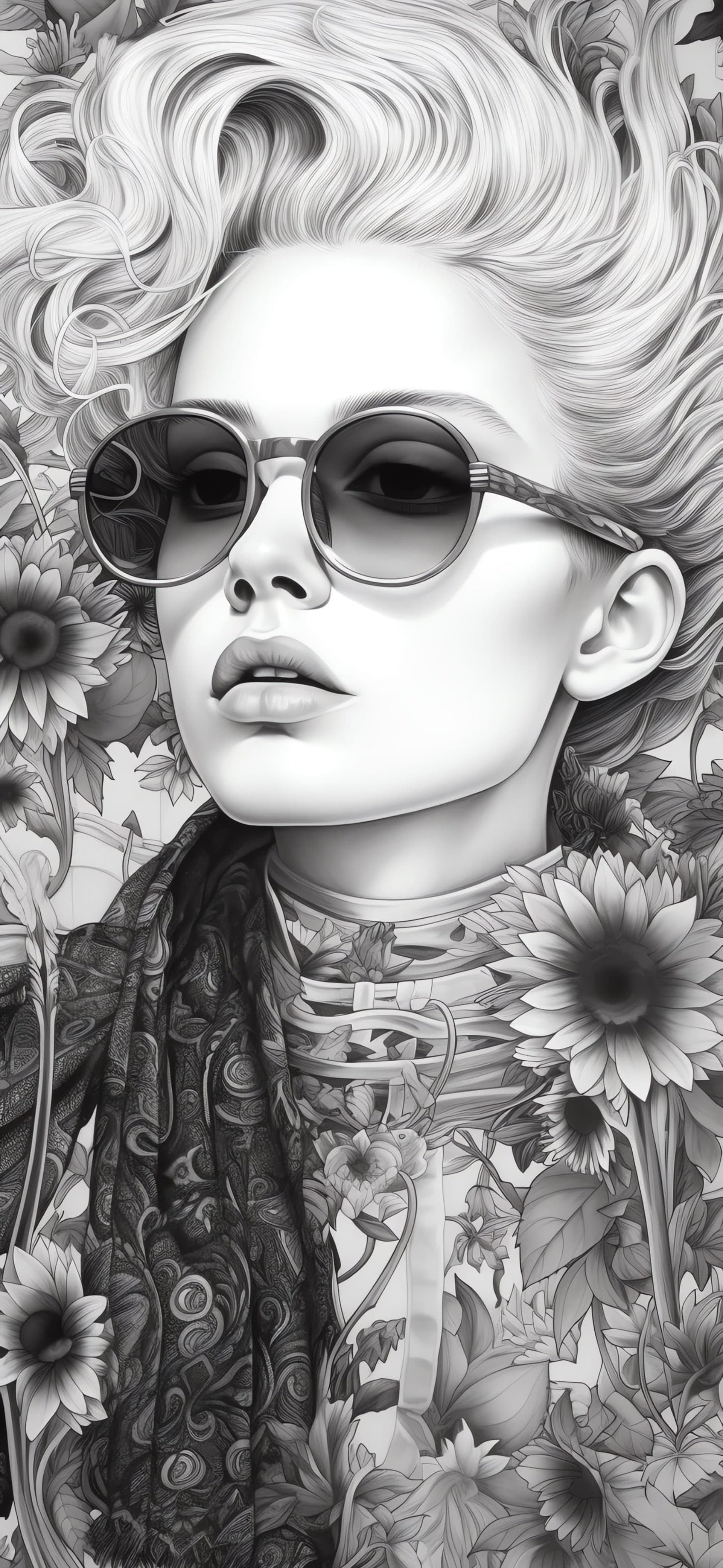 Floral Gray Portrait - free phone wallpaper