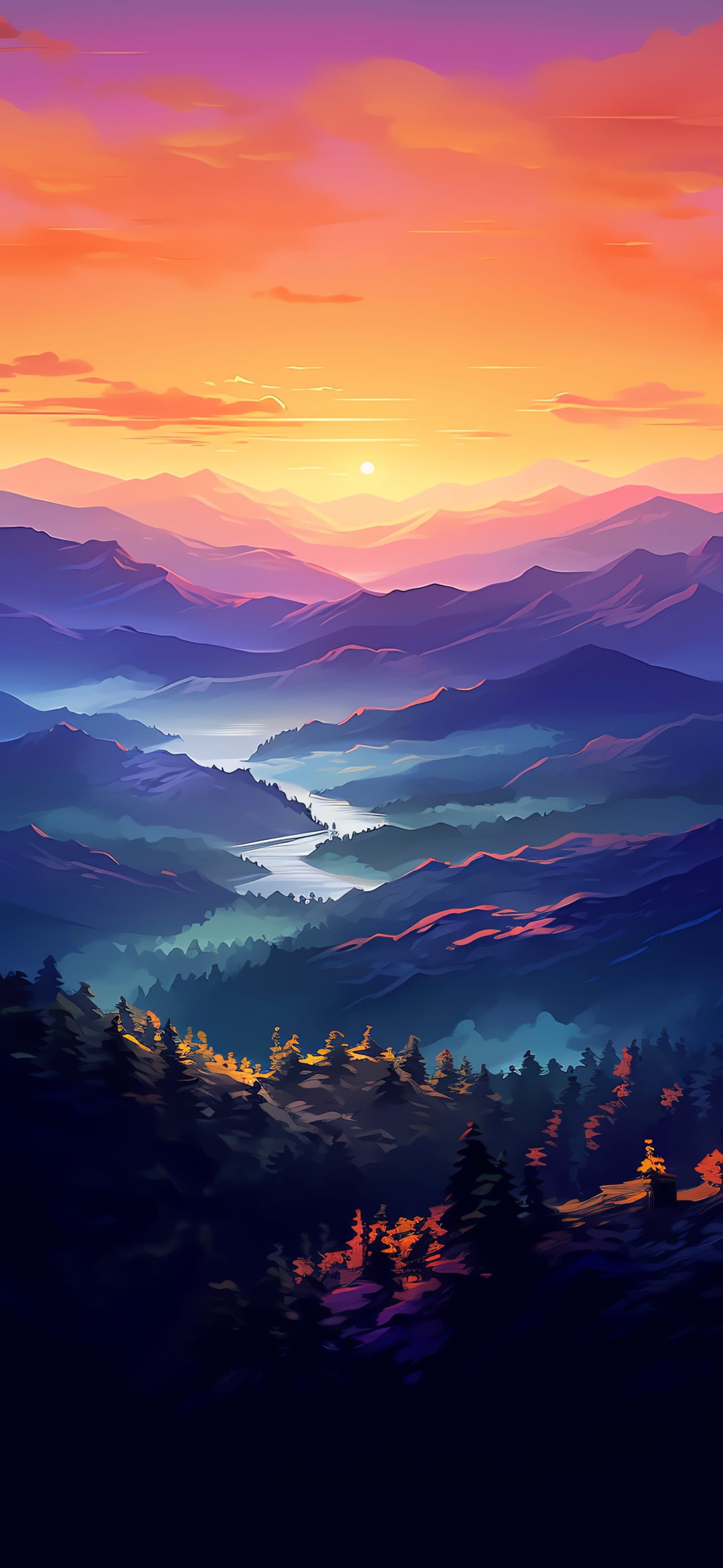 Sunset Mountain Vista - free phone wallpaper