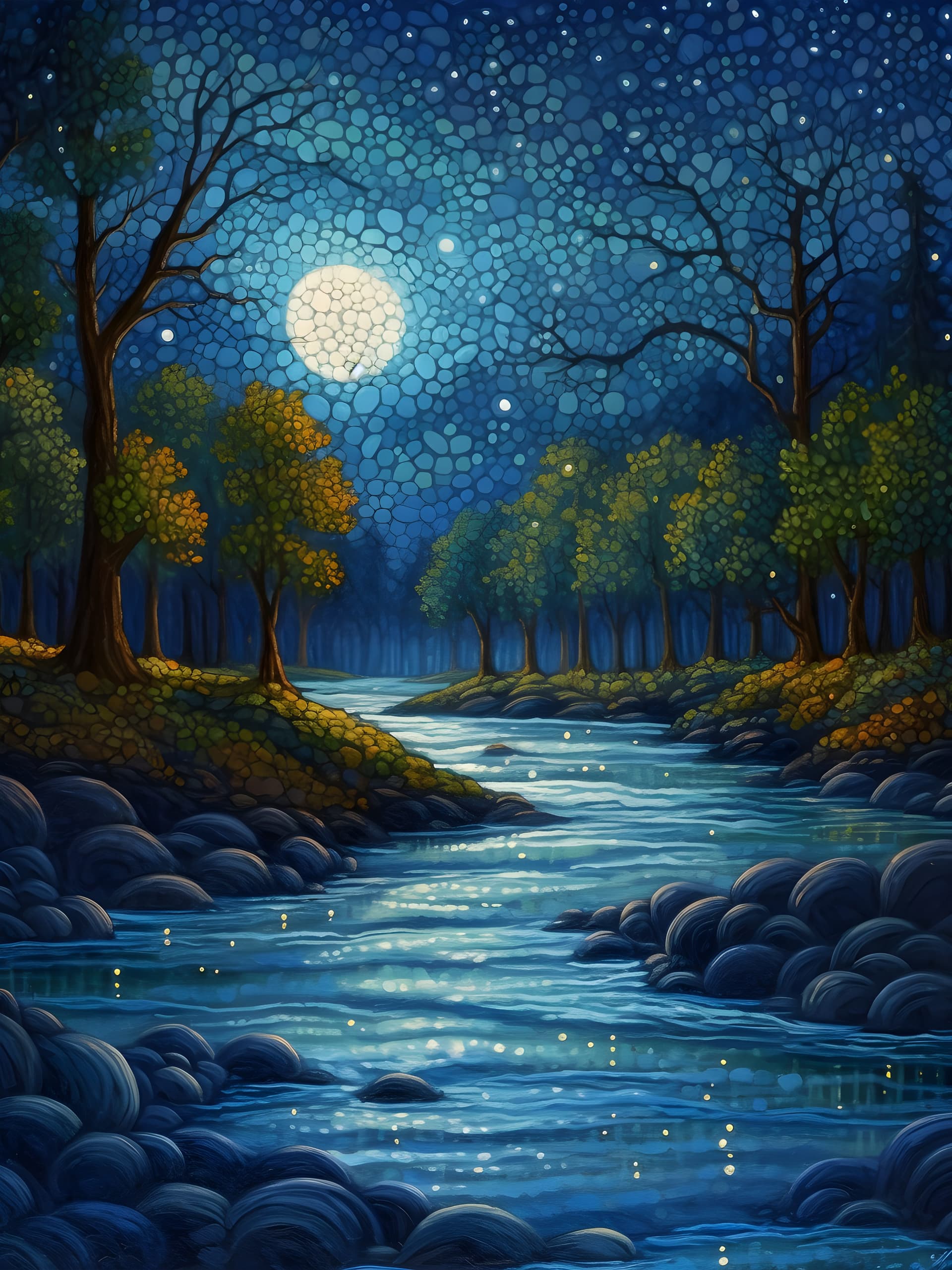 Moonlit River Serenity - free phone wallpaper