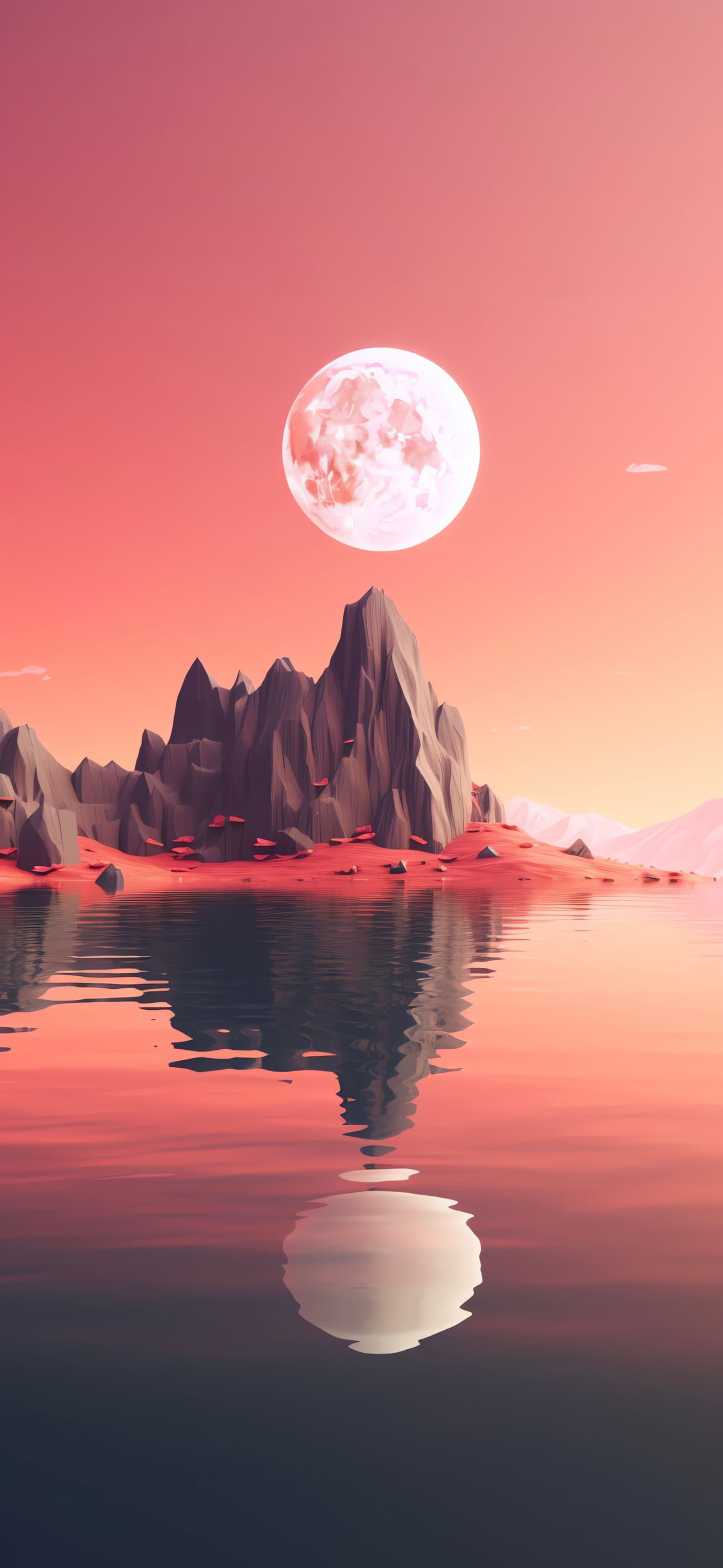 Lunar Landscape Reflection - free phone wallpaper