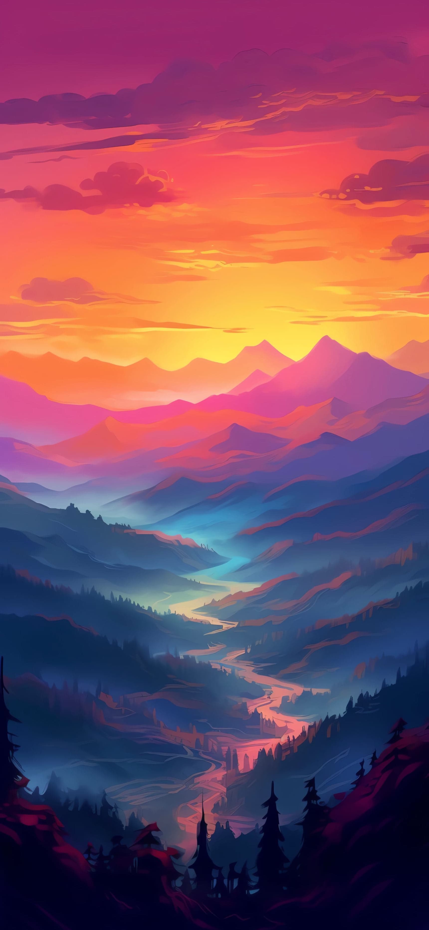 Vivid Mountain Vista - free phone wallpaper