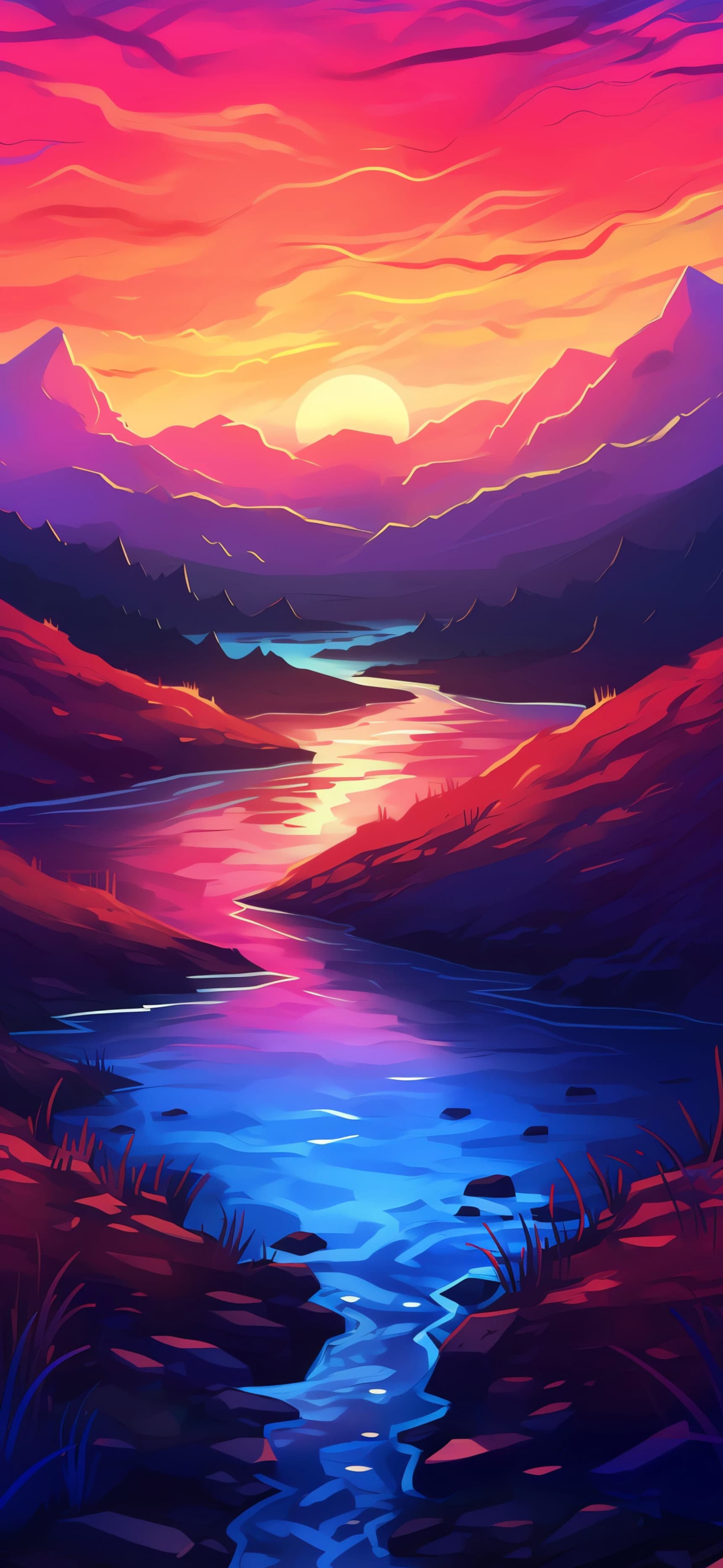 Sunset Valley - free phone wallpaper