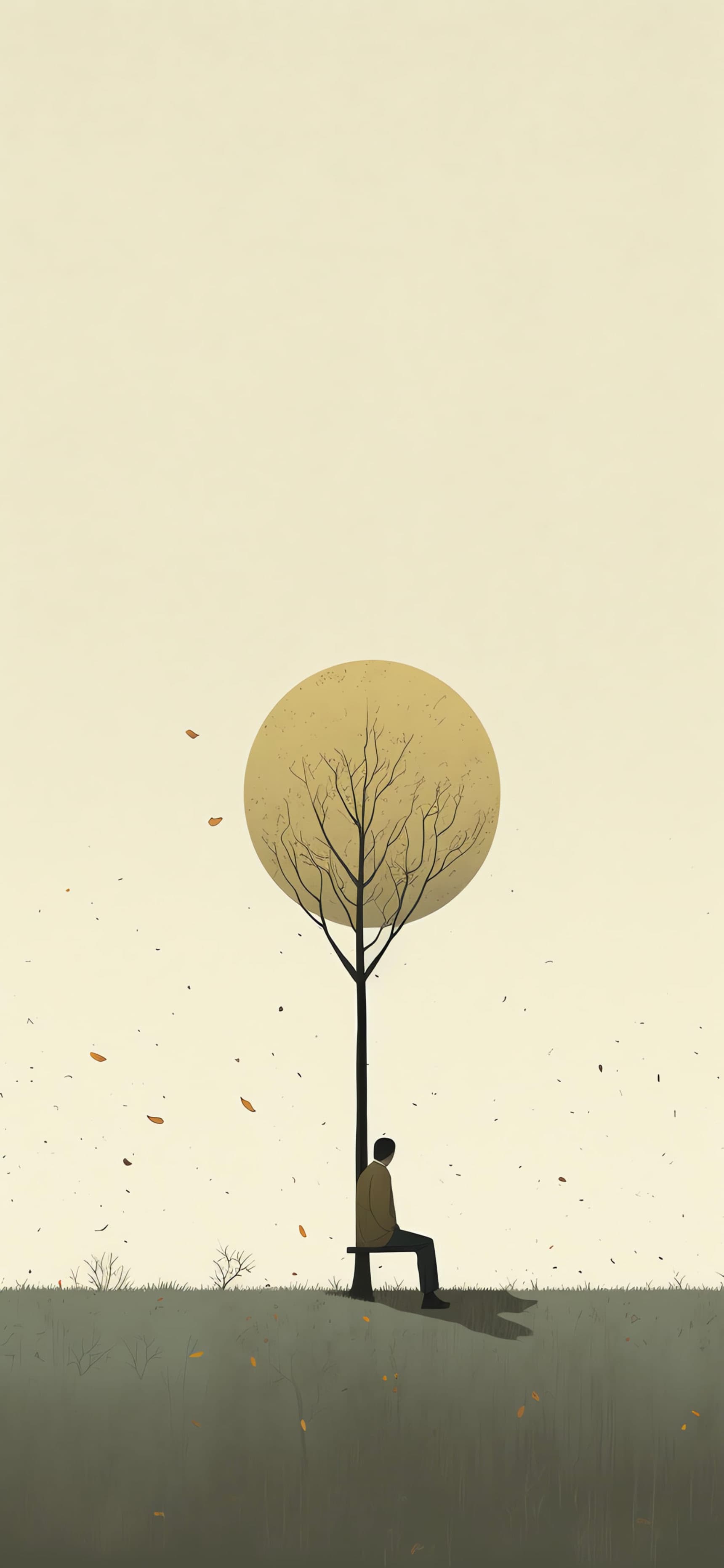 Autumnal Tree Solitude - free phone wallpaper