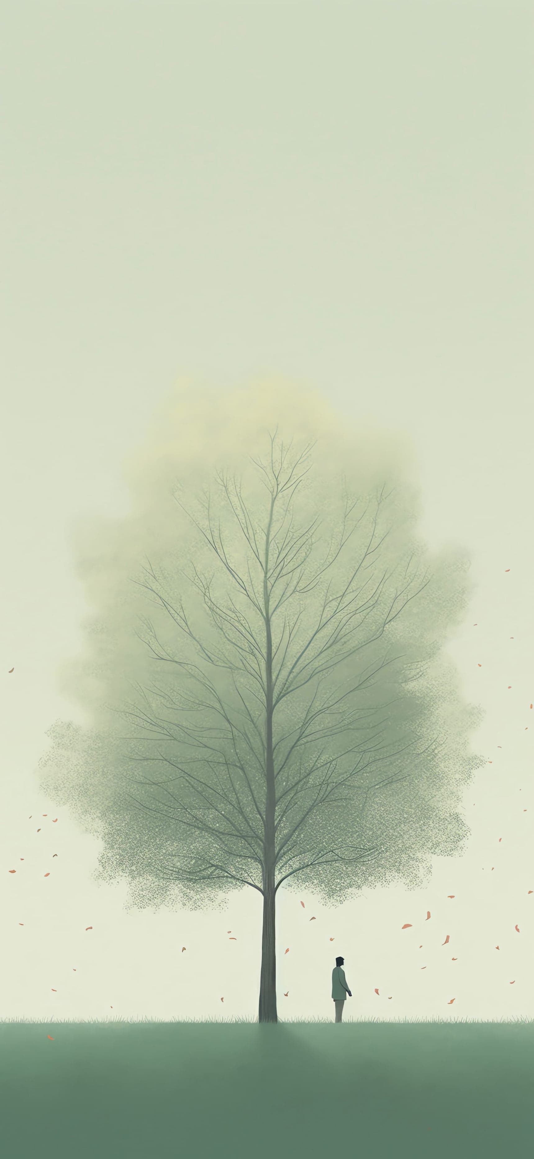 Solitary Tree Serenity - free phone wallpaper