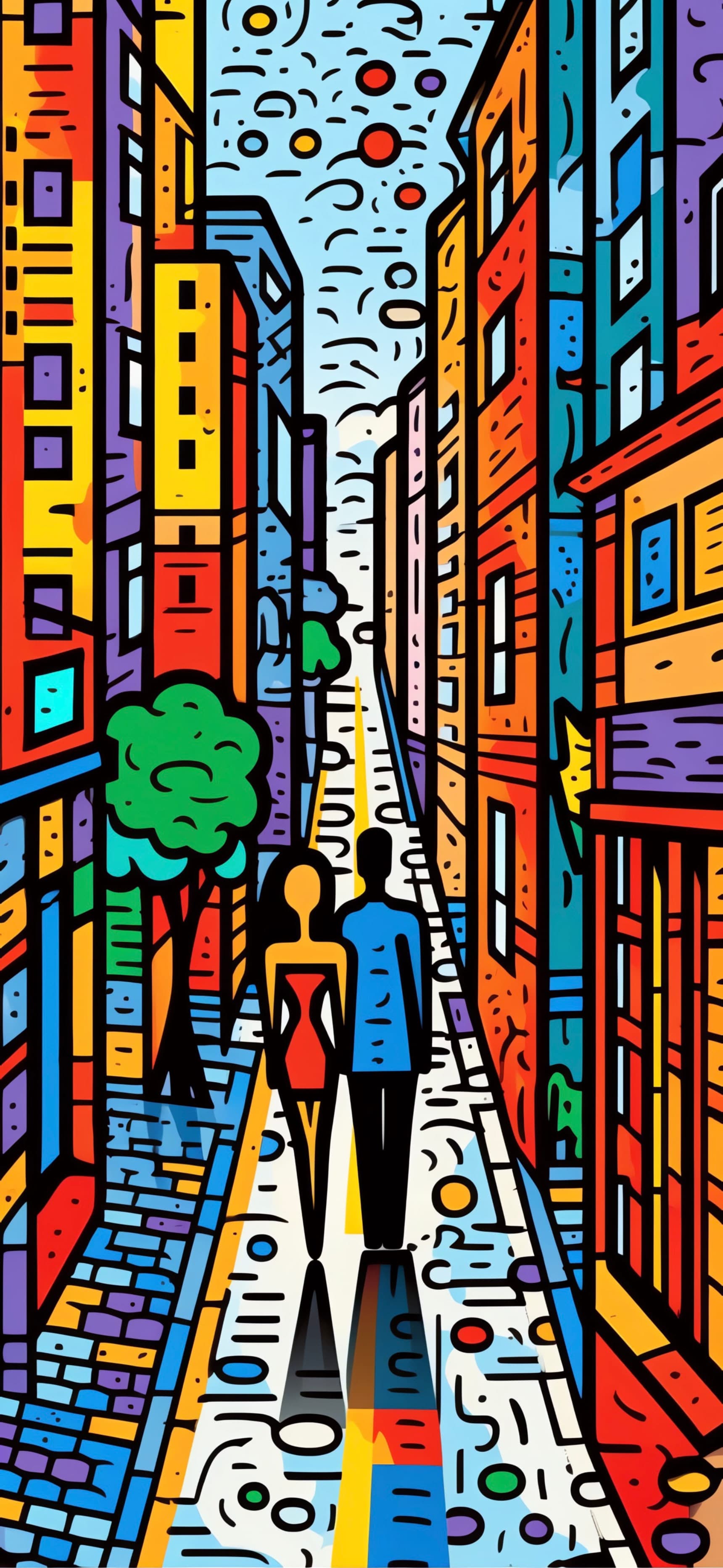 Colorful City Stroll - free phone wallpaper