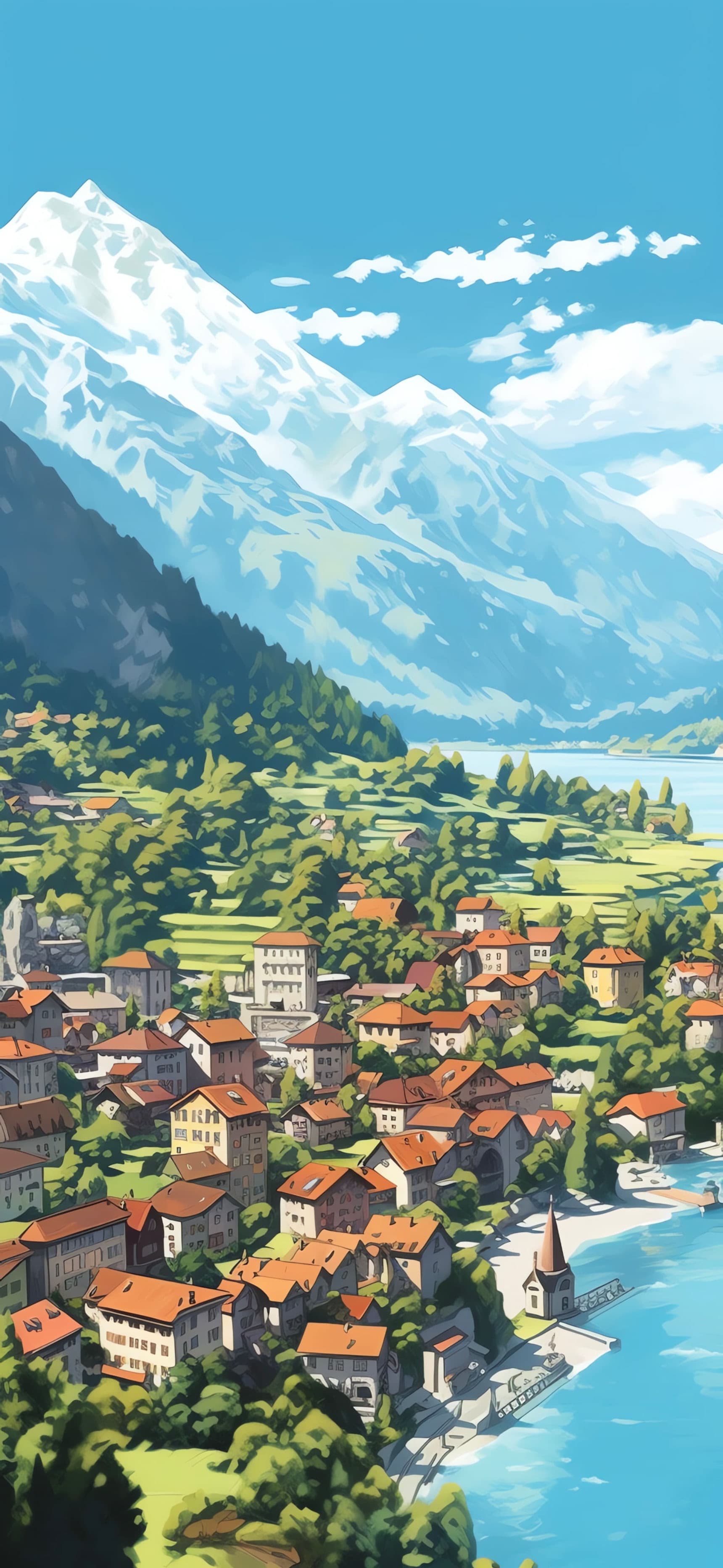 Alpine Village Vista - free phone wallpaper