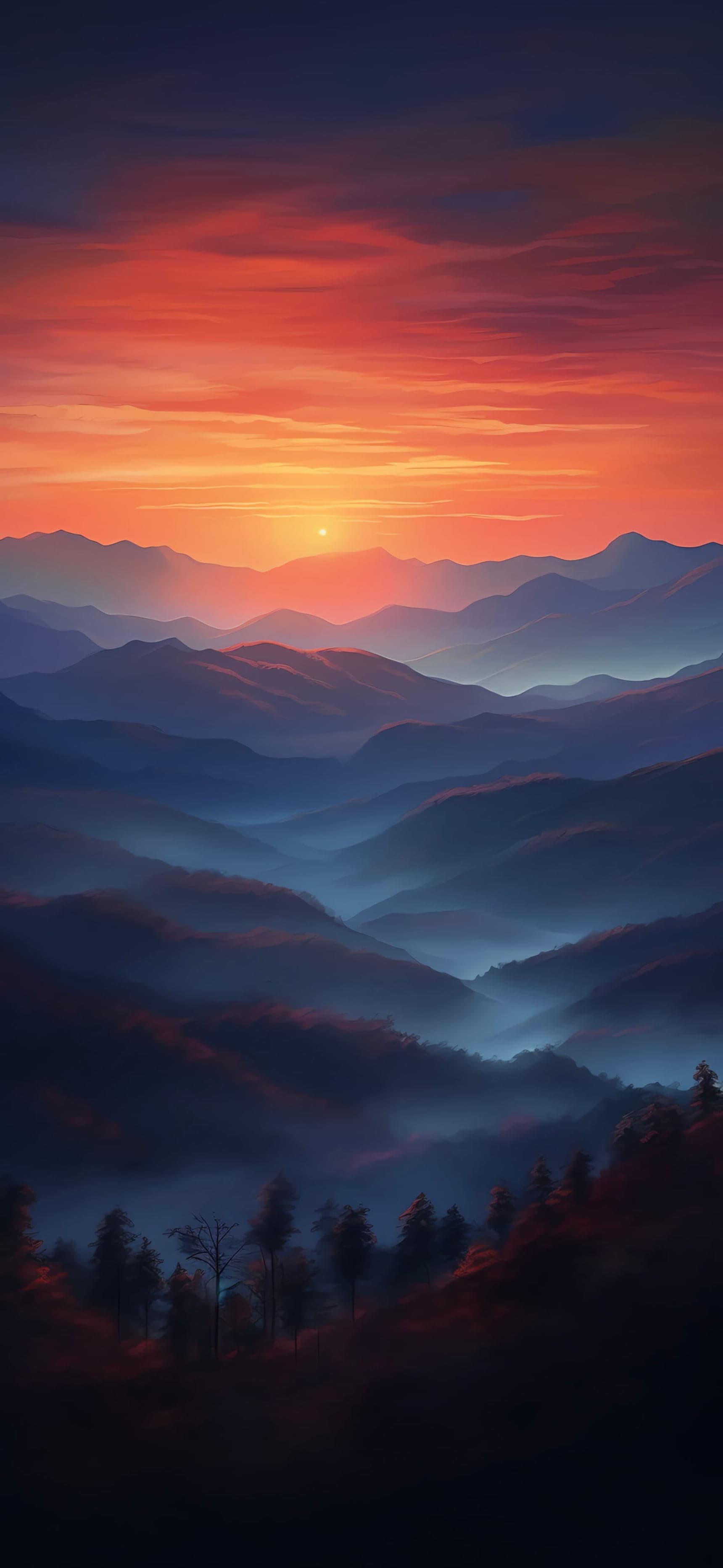 Mountain Sunset Vista - free phone wallpaper