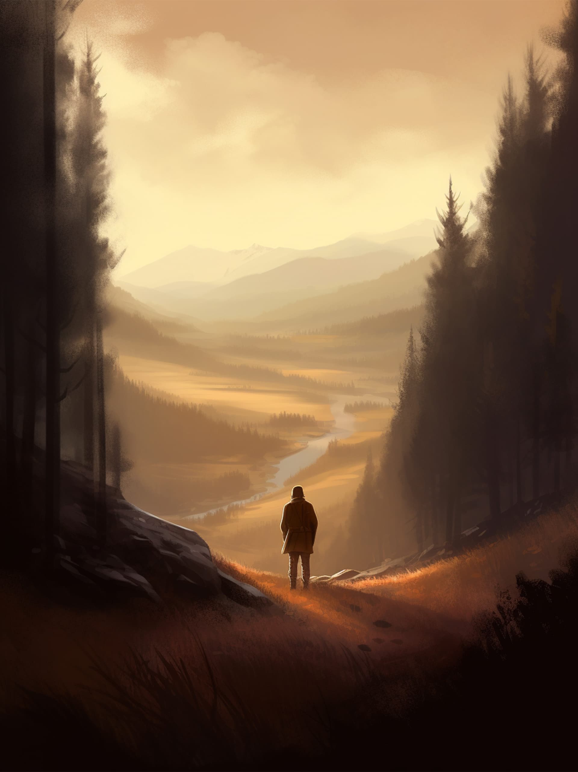 Solitary Forest Wanderer - free phone wallpaper