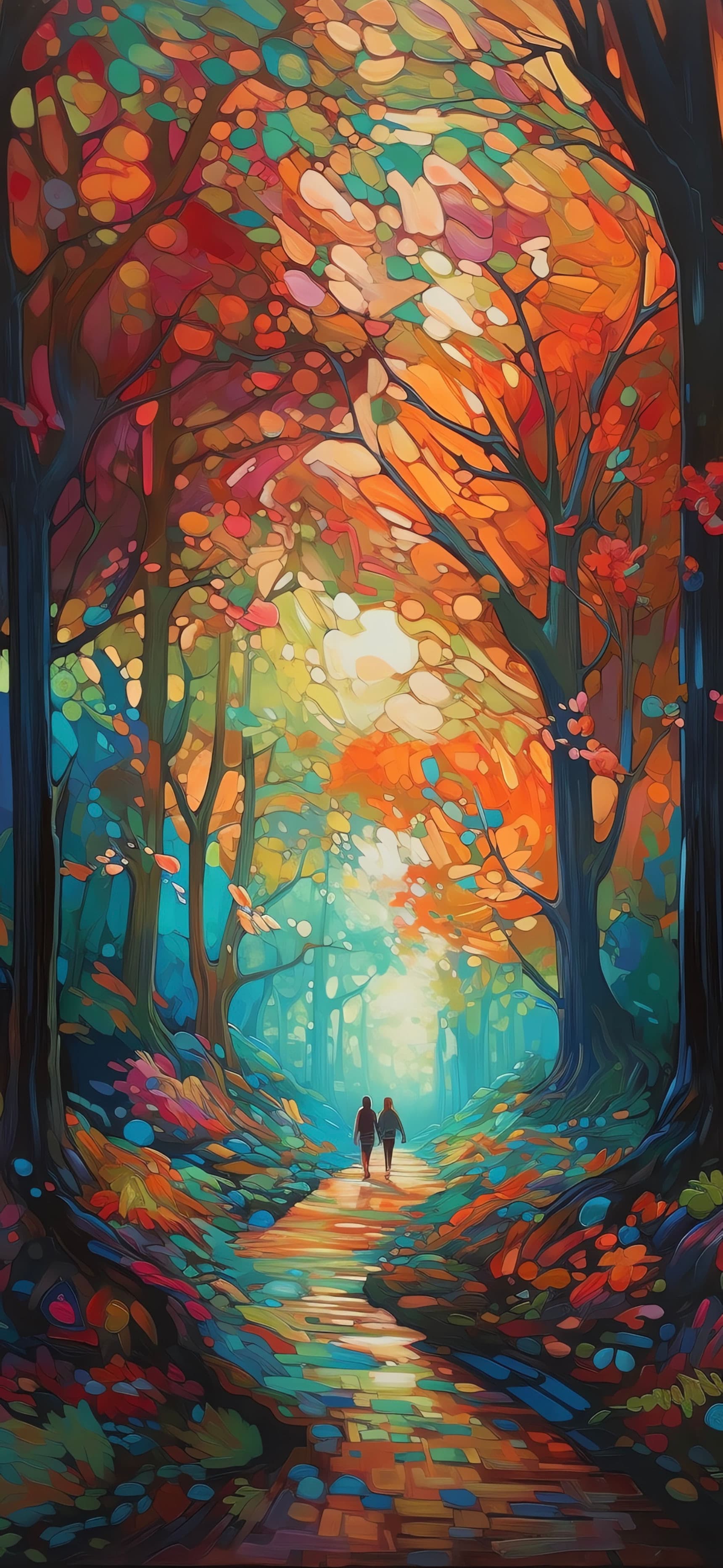 Vibrant Autumn Forest - free phone wallpaper