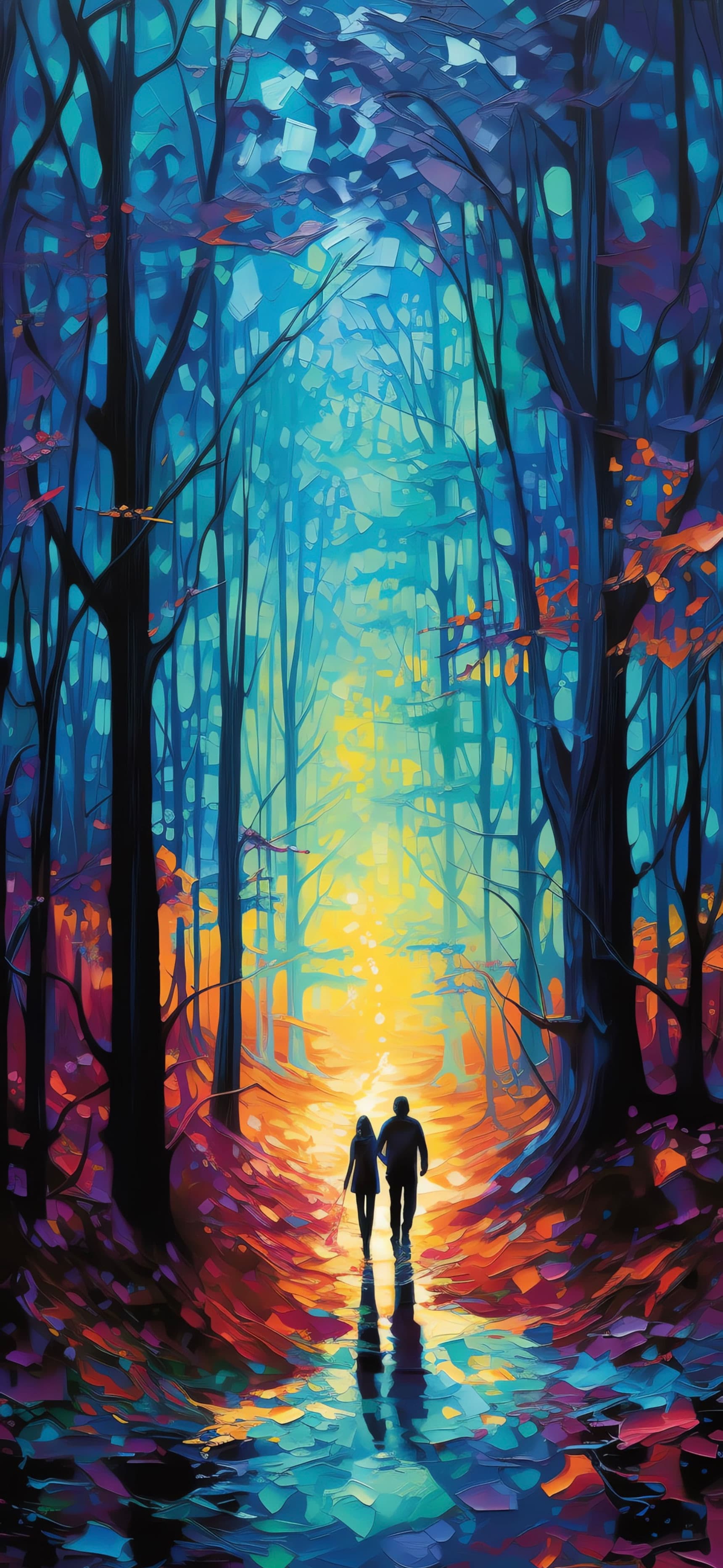Painted Forest Path - free phone wallpaper