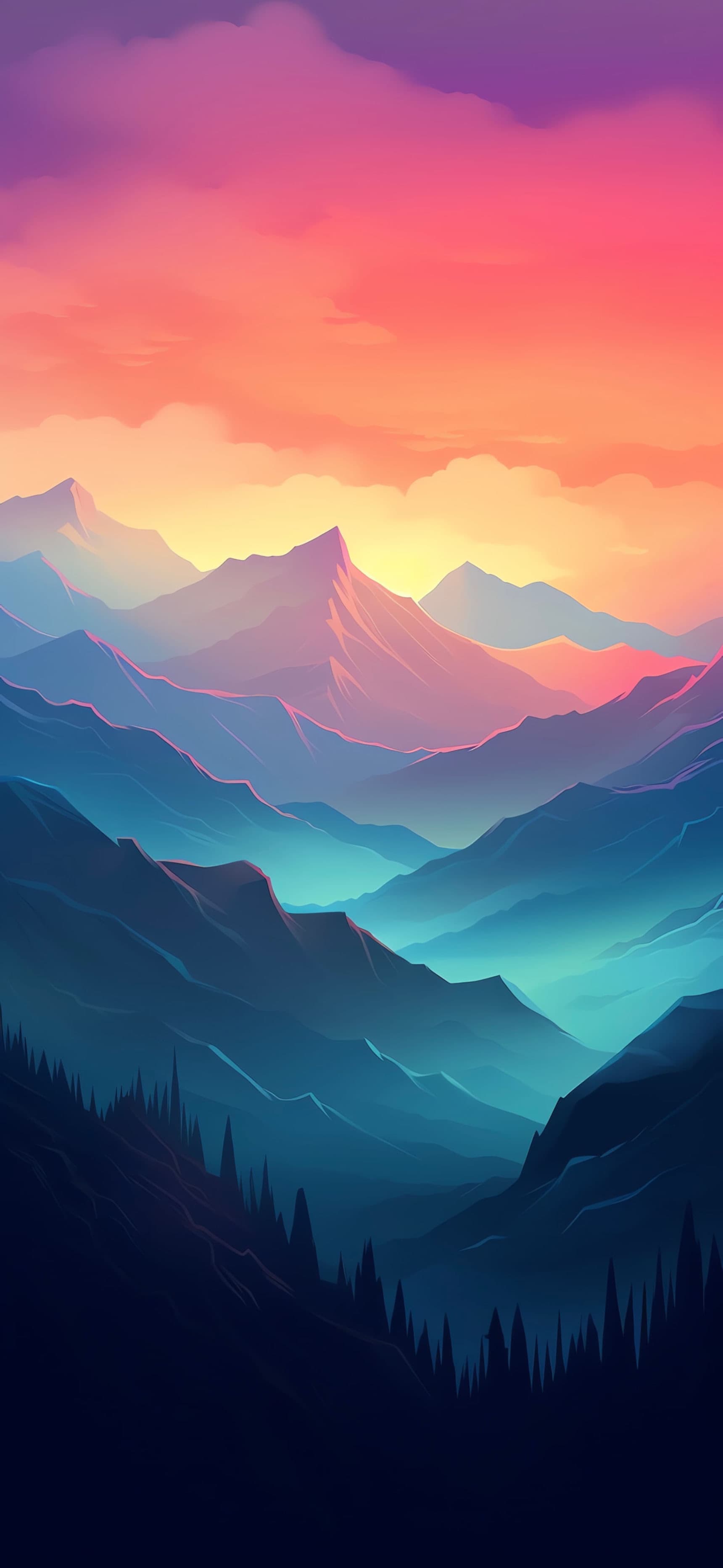 Misty Mountain Range - free phone wallpaper