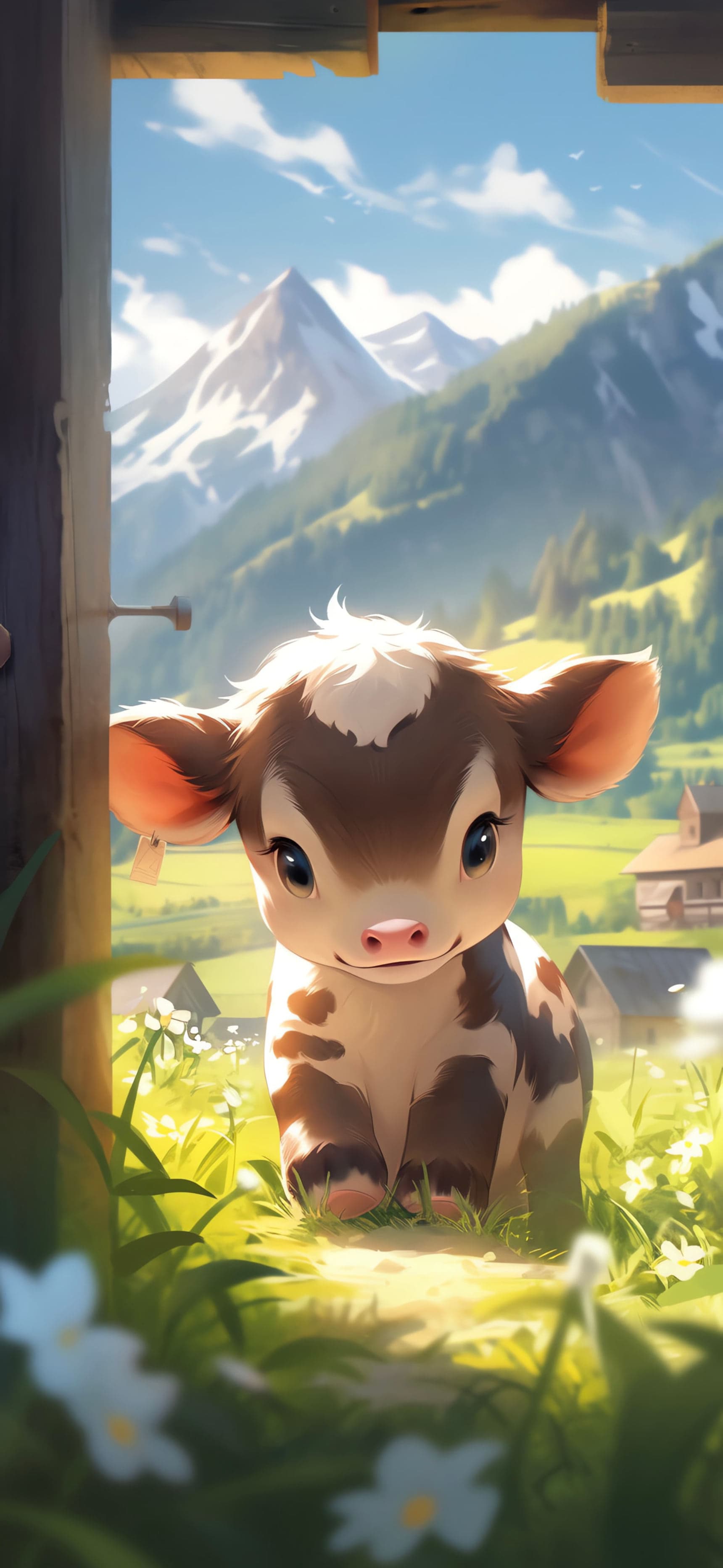 Alpine Calf Portrait - free phone wallpaper
