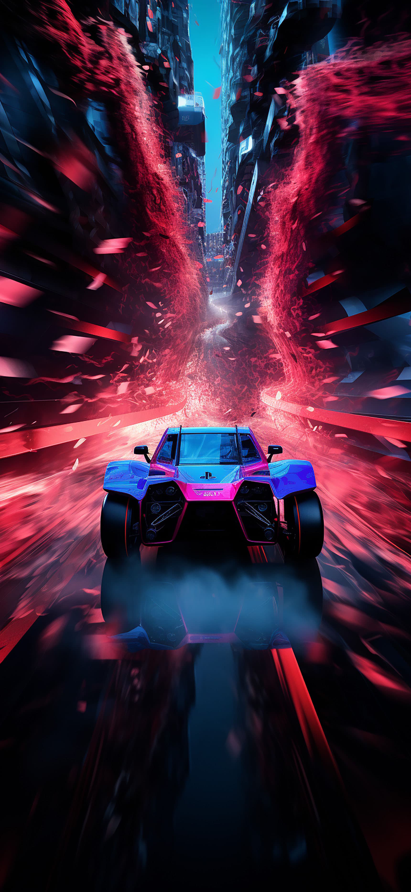 Cyberpunk Car Chase - free phone wallpaper