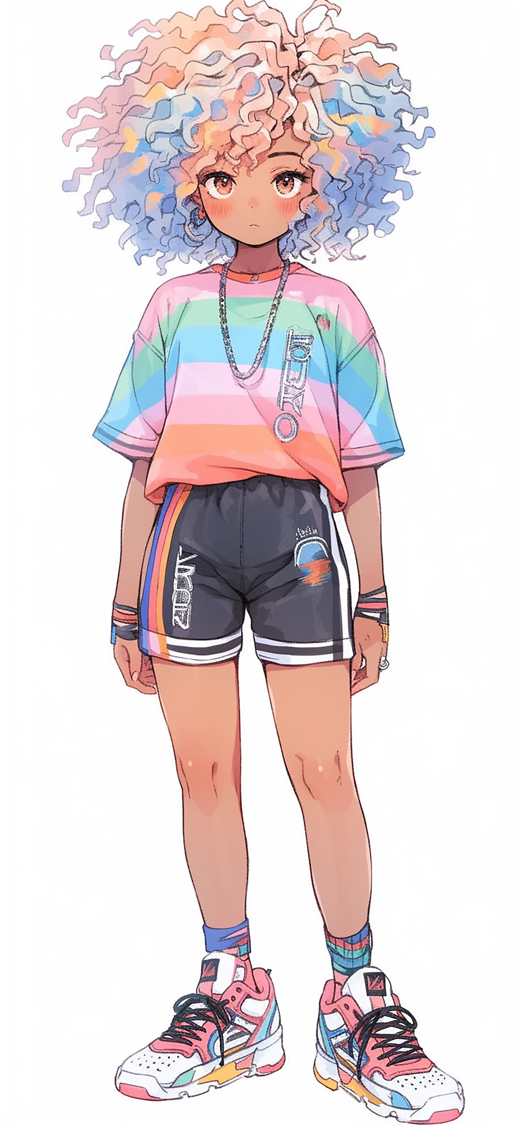 Rainbow Fashion Anime - free phone wallpaper