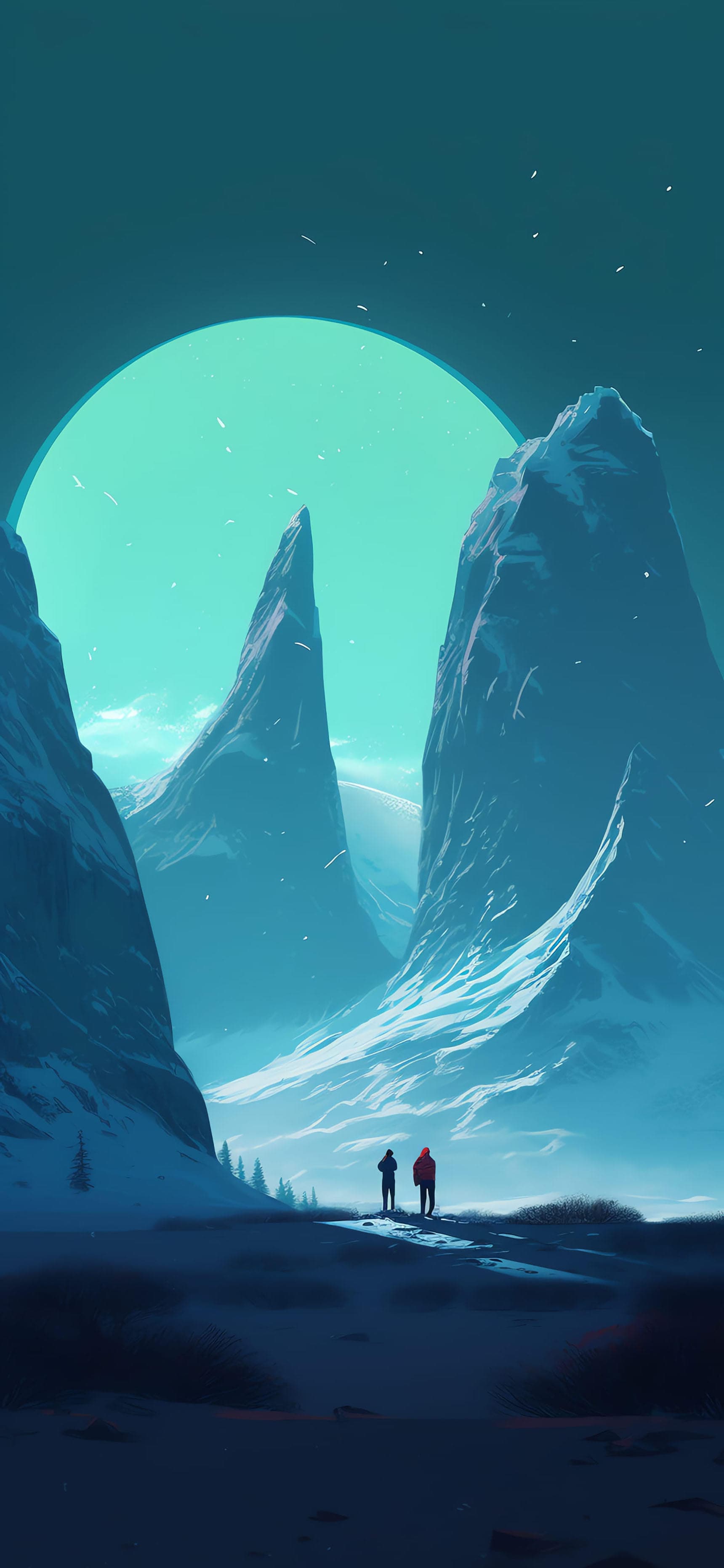 Icy Mountain Vista - free phone wallpaper