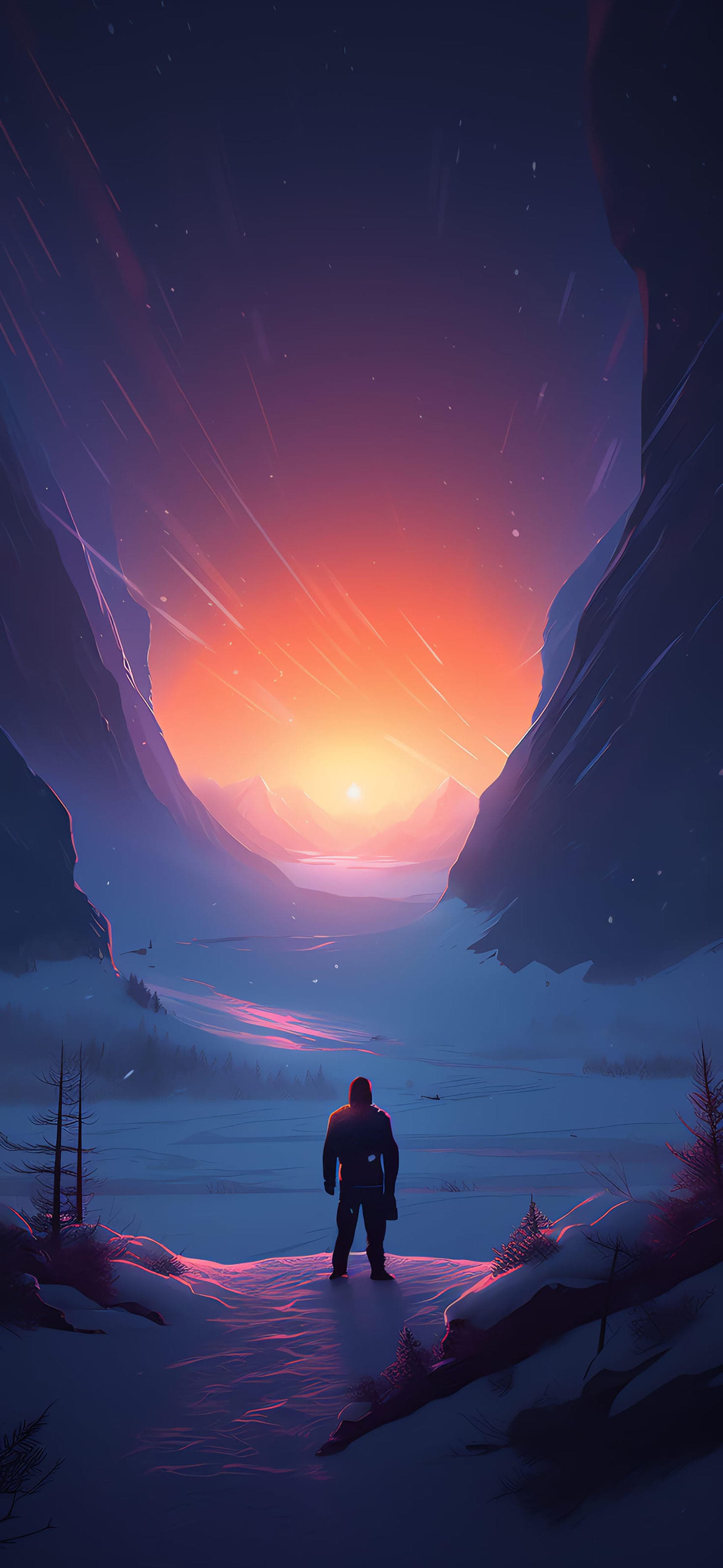 Winter Solitude Stargaze - free phone wallpaper