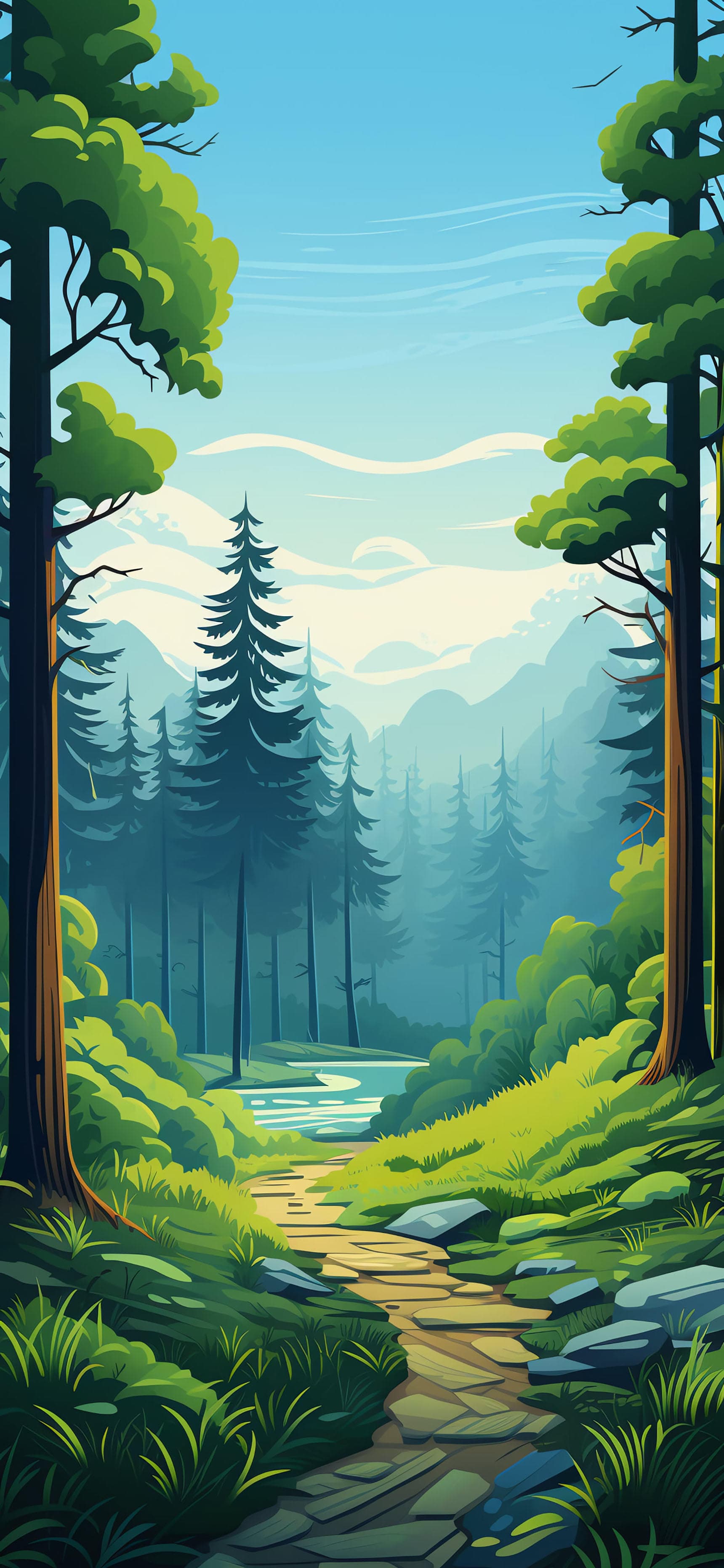Forest Path Vista - free phone wallpaper