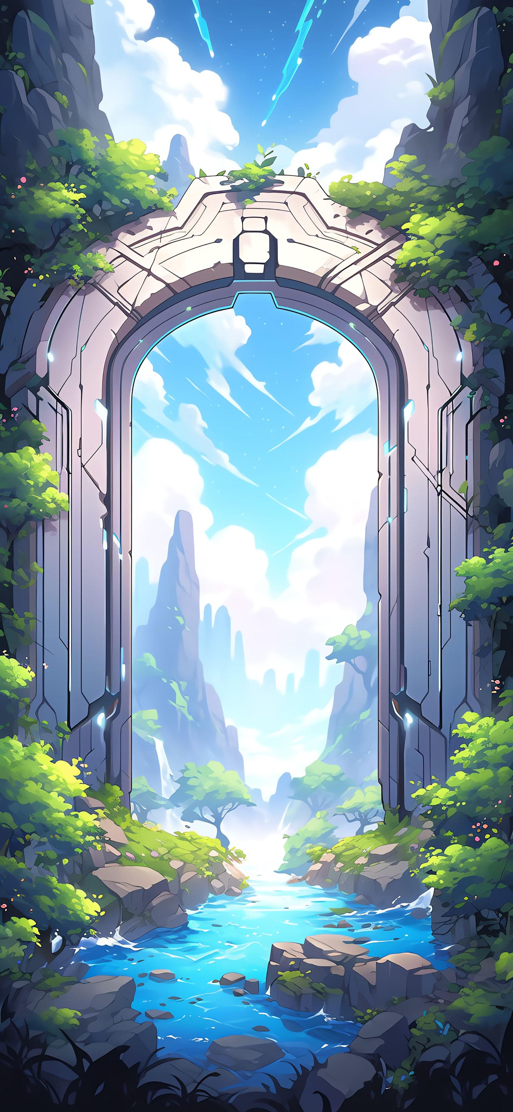 Futuristic Nature Gate - free phone wallpaper