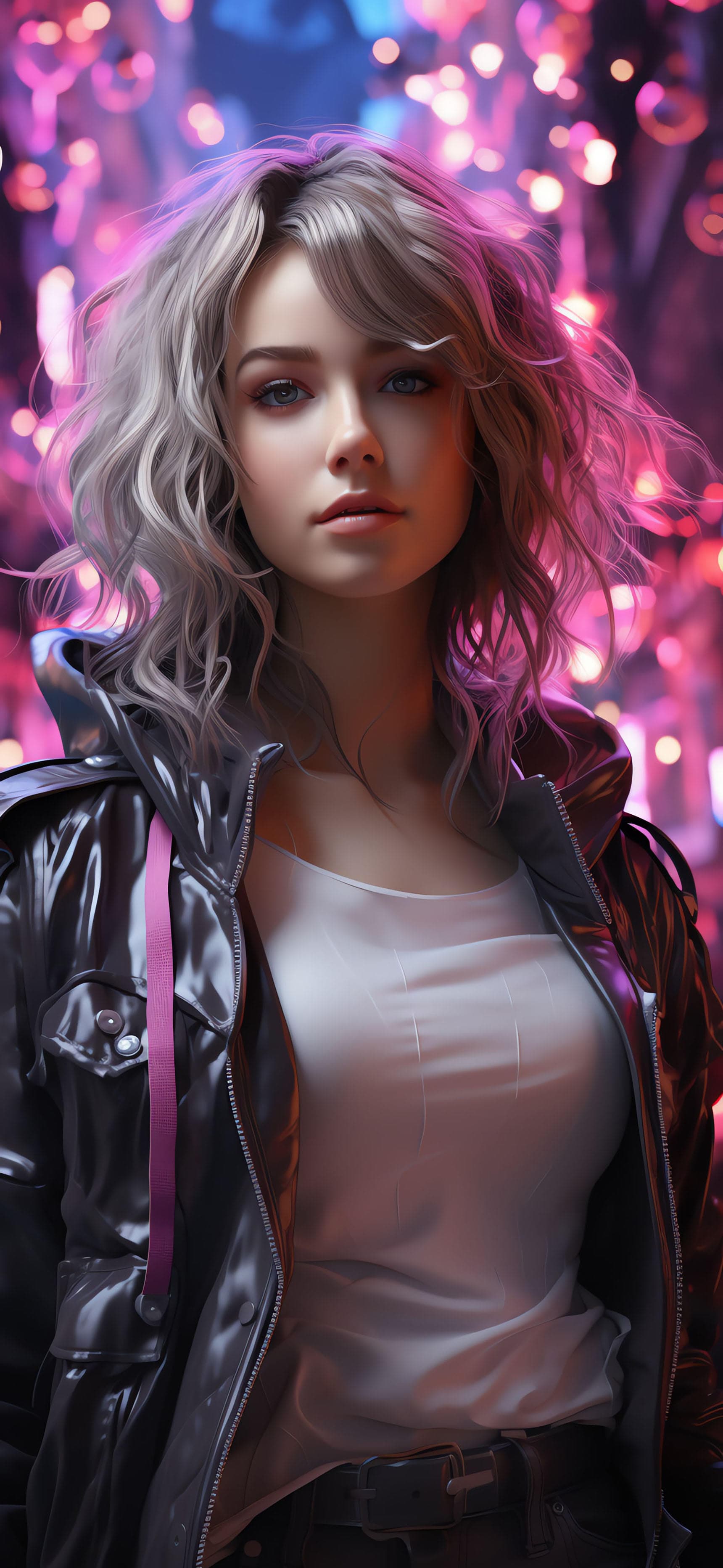 Cyberpunk Girl Gaze - free phone wallpaper
