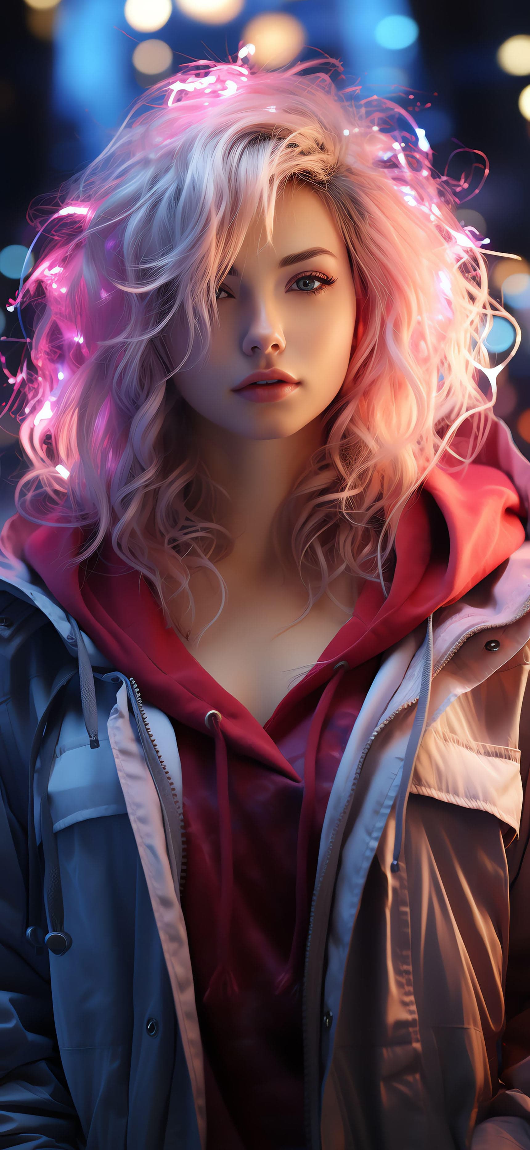 Pink Haired Beauty - free phone wallpaper
