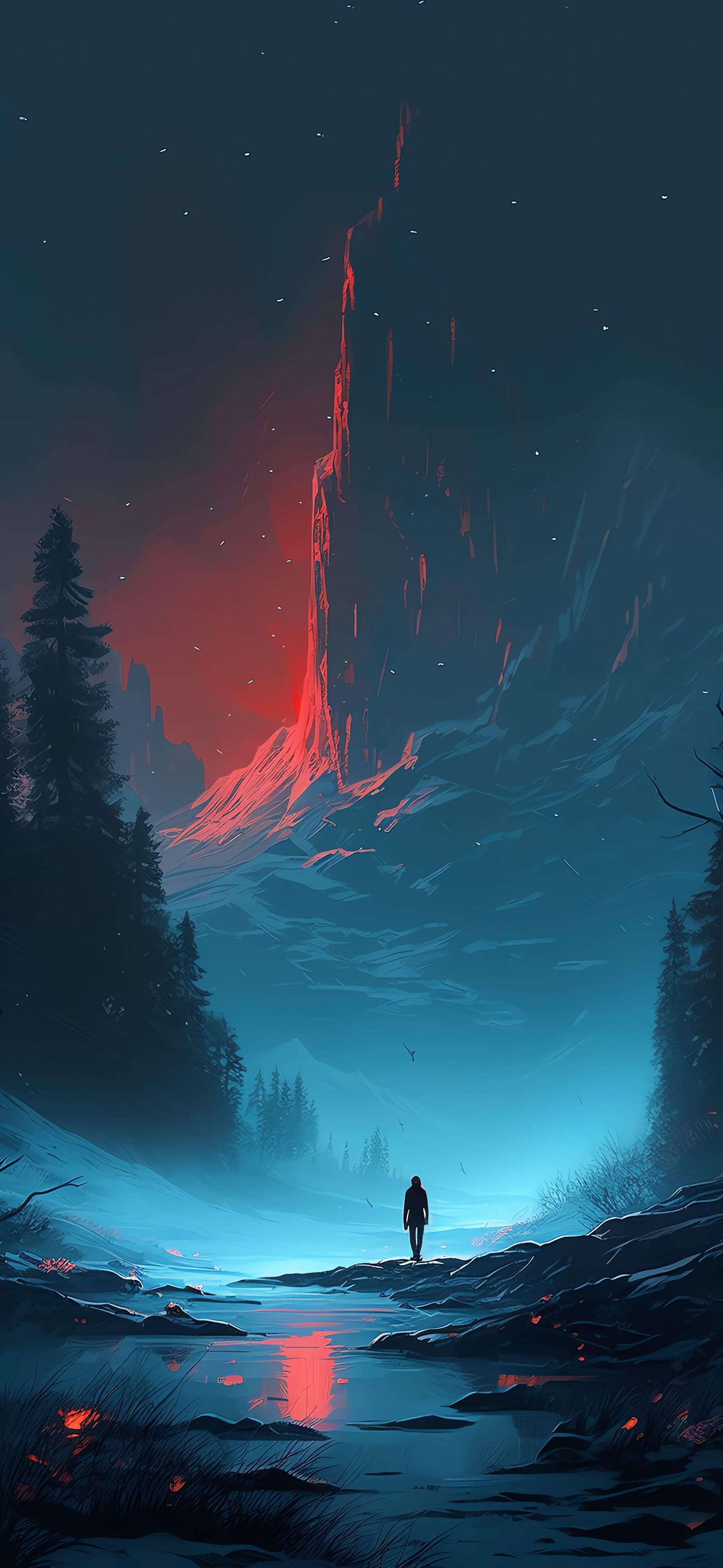 Icy Red Peak - free phone wallpaper