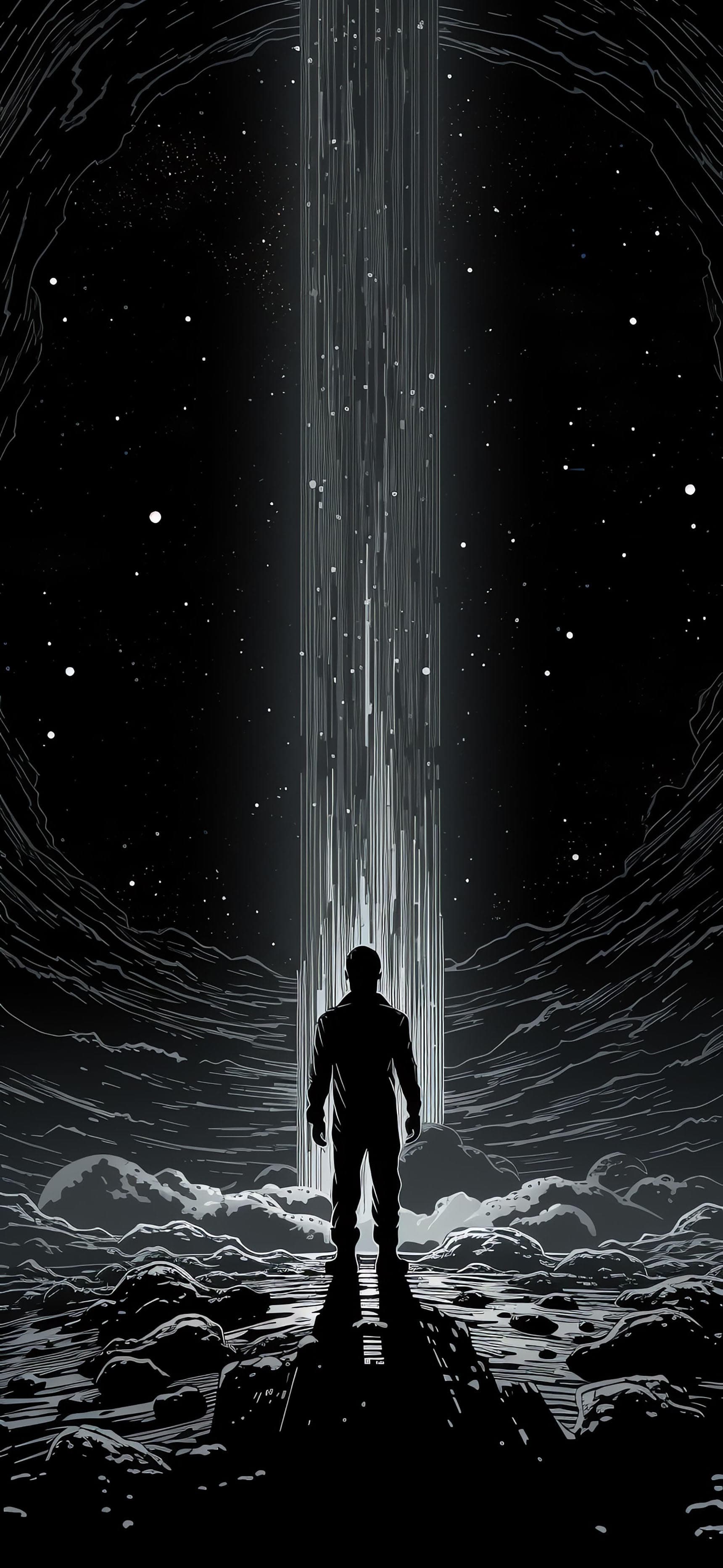 Monochrome Light Beam - free phone wallpaper