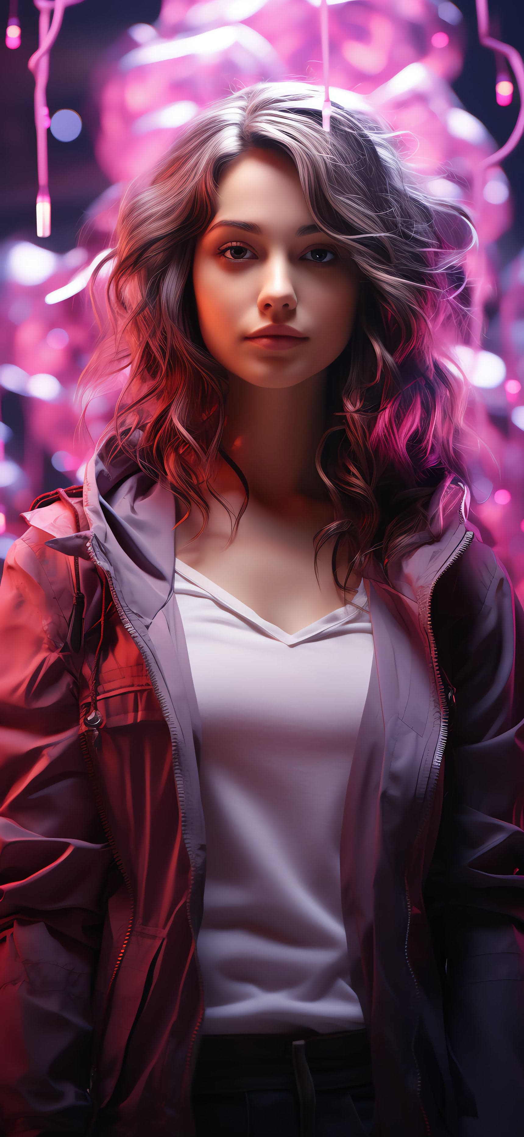 Neon Portrait Beauty - free phone wallpaper