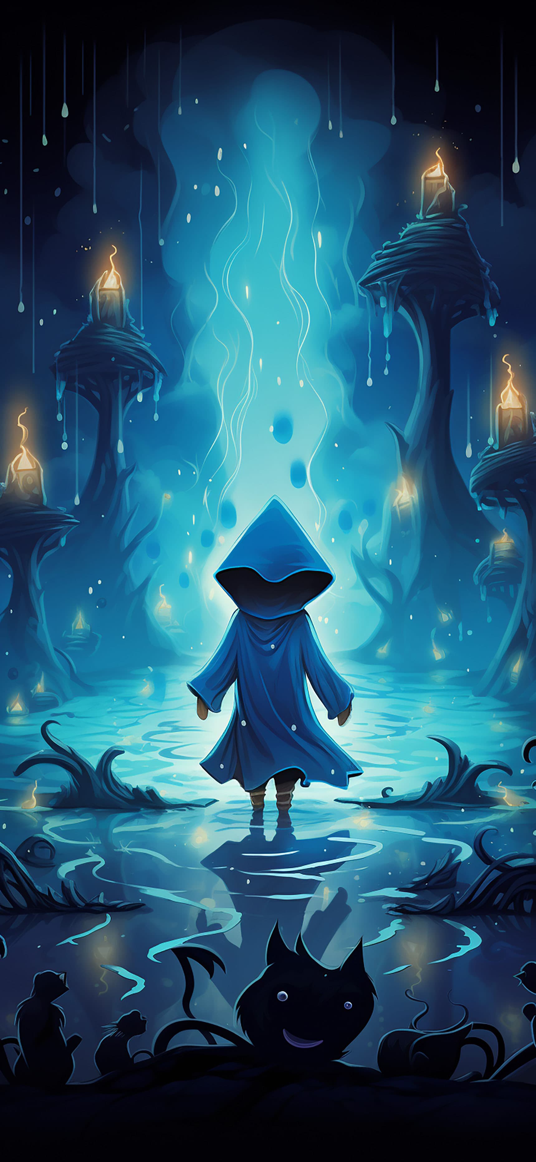 Eerie Blue Forest - free phone wallpaper