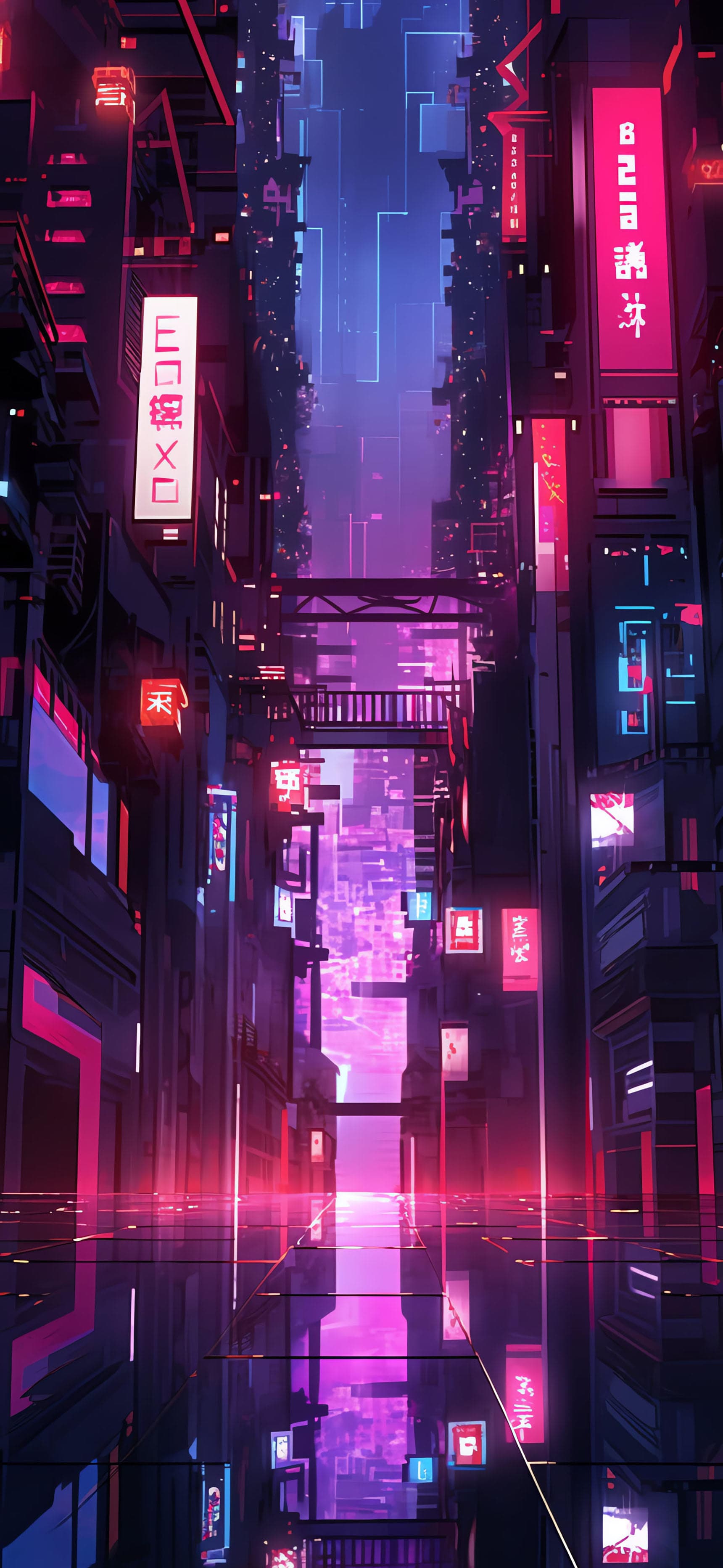 Cyberpunk Cityscape Lights - free phone wallpaper