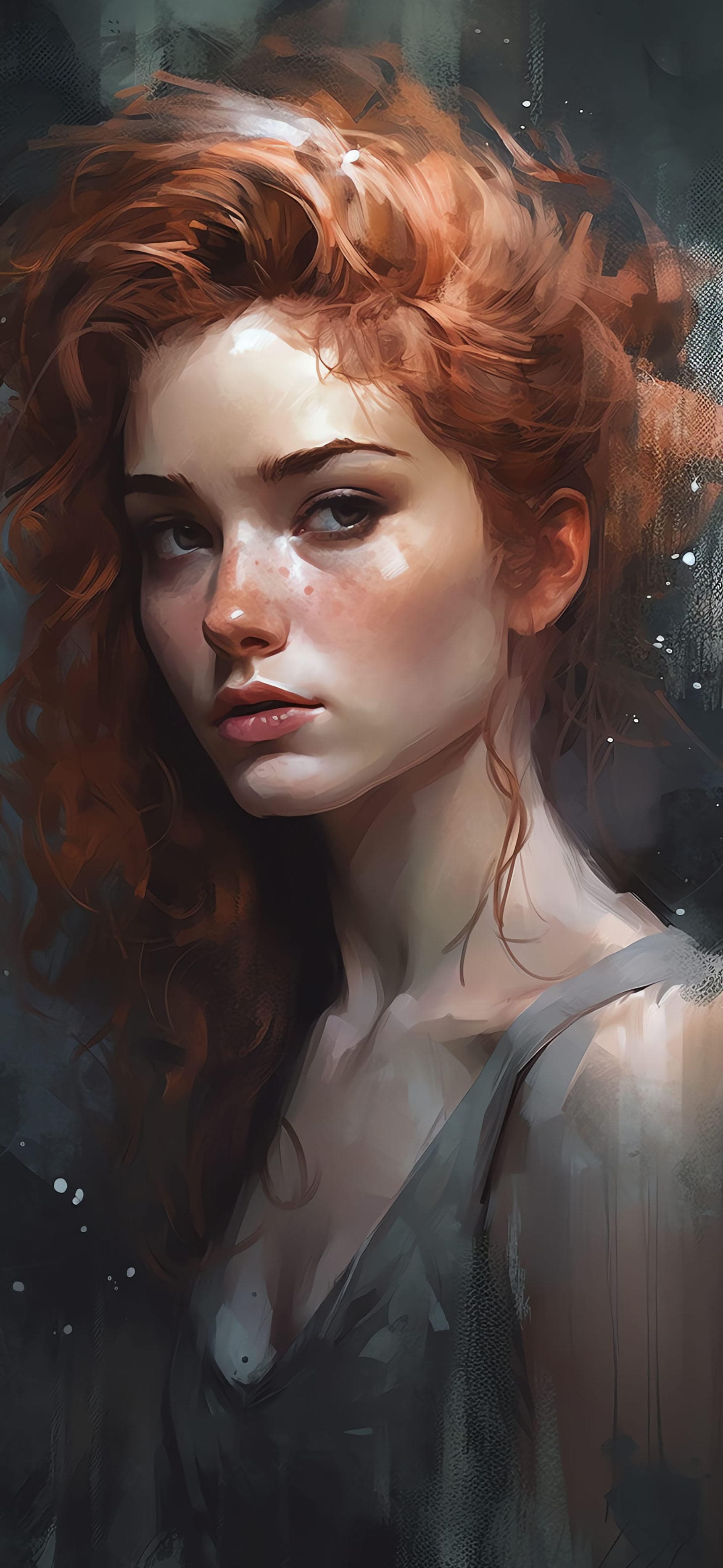 Redhead Portrait Art - free phone wallpaper