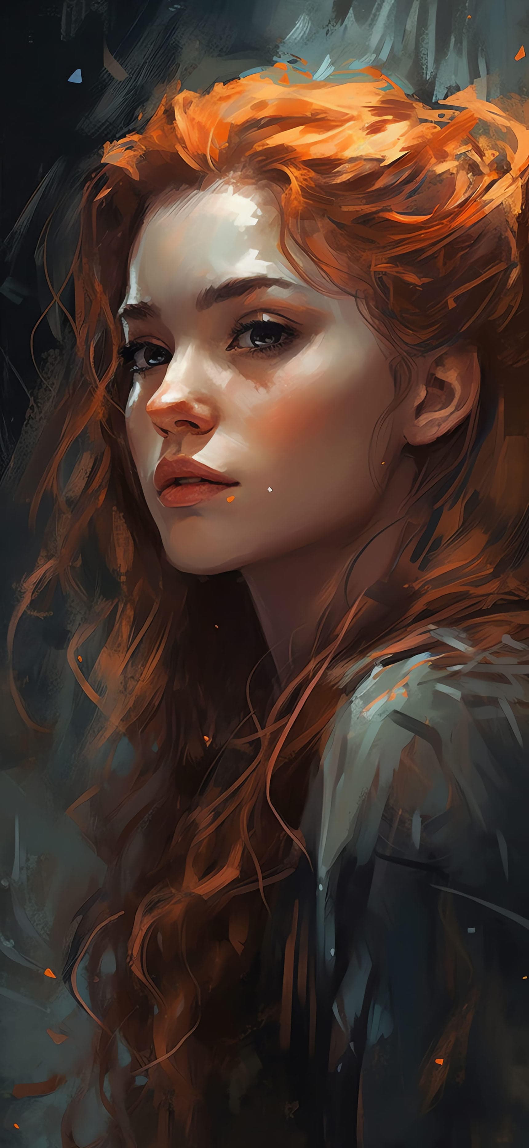 Redhead Portrait Art - free phone wallpaper