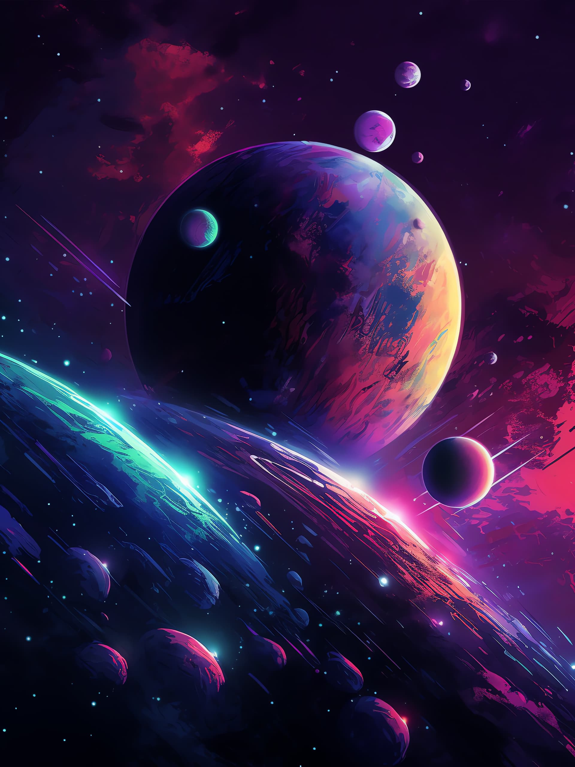 Cosmic Planetscape Voyage - free phone wallpaper