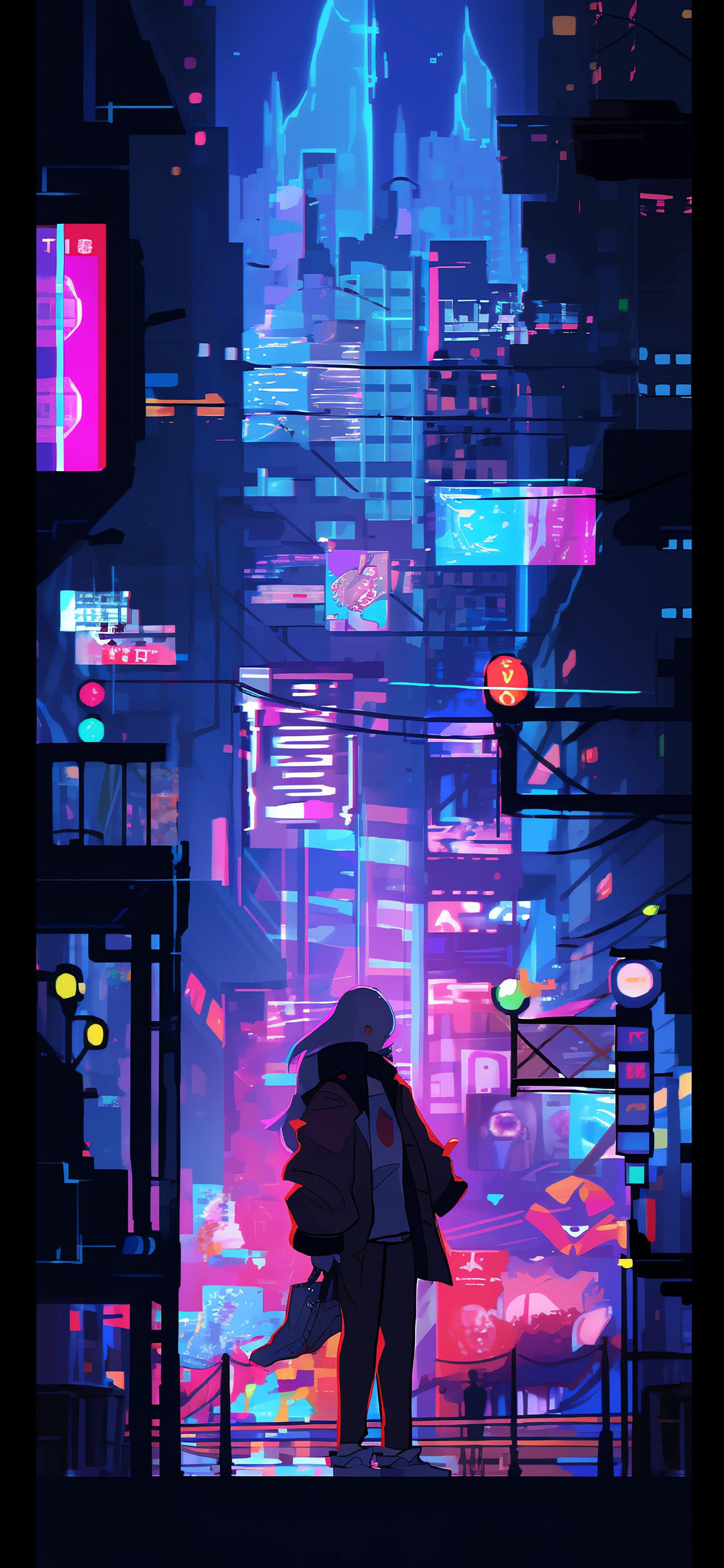 Cyberpunk Cityscape - free phone wallpaper